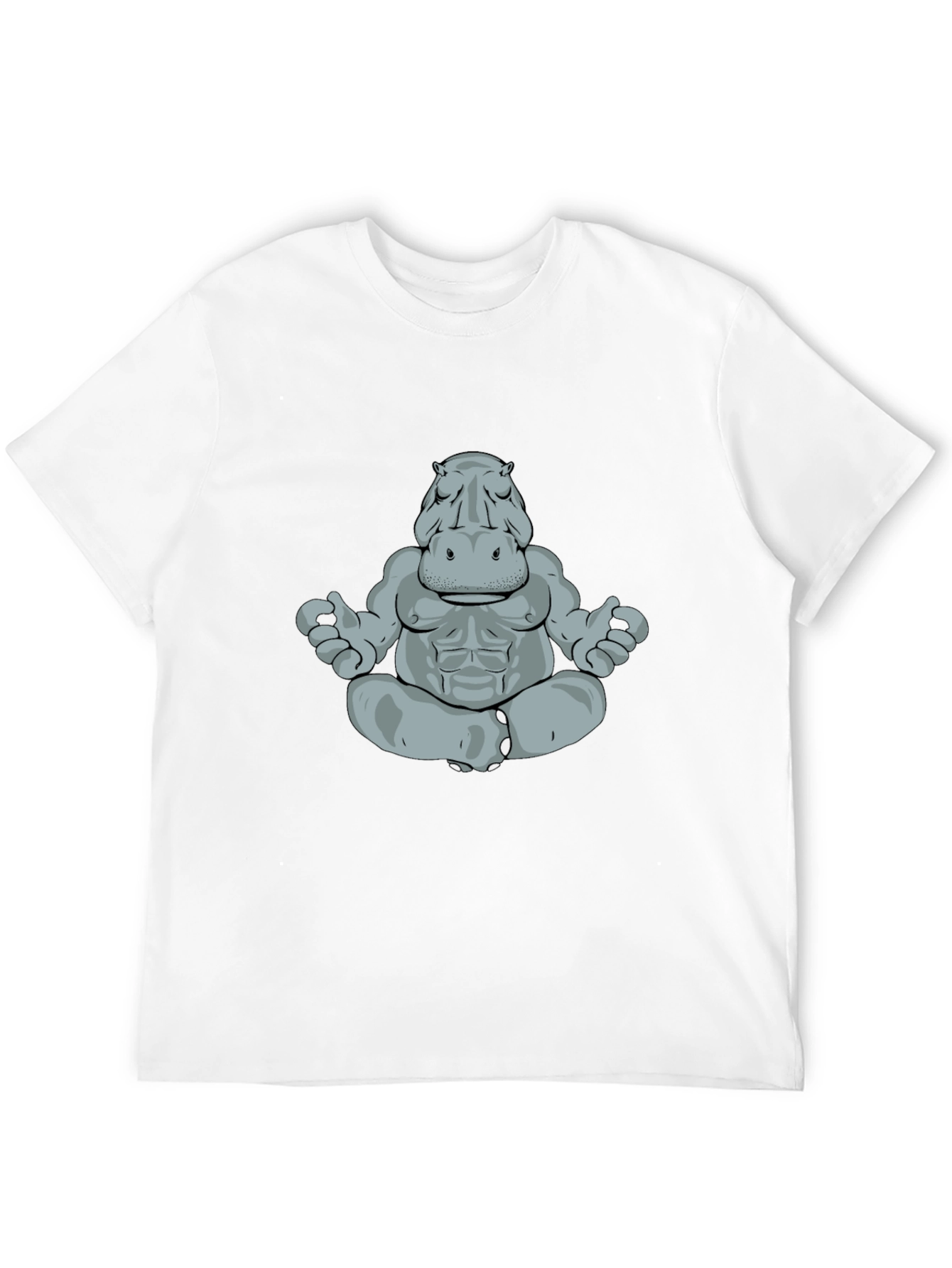 Meditating Hippo Graphic Tee - Black Cotton T-Shirt