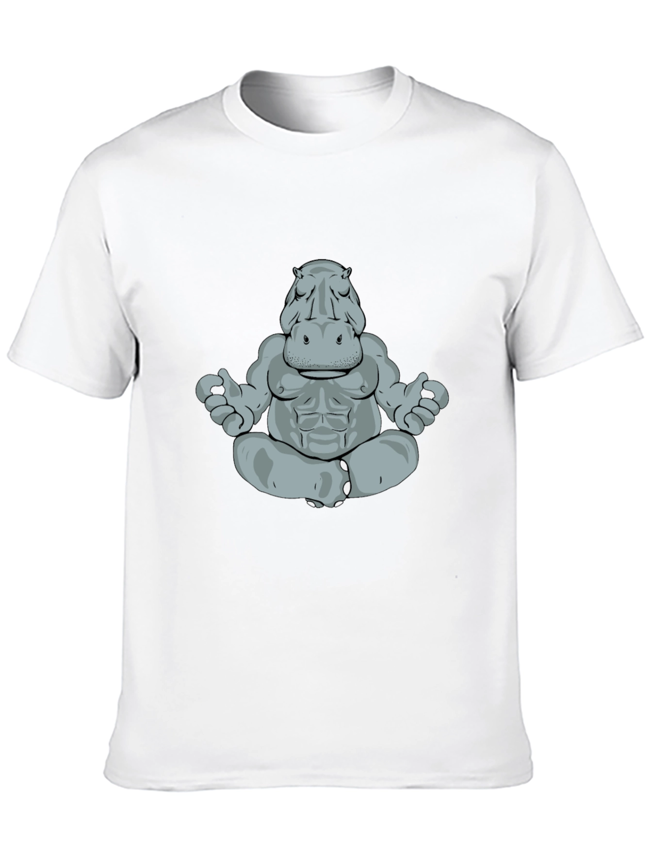 Meditating Hippo Graphic Tee - Black Cotton T-Shirt