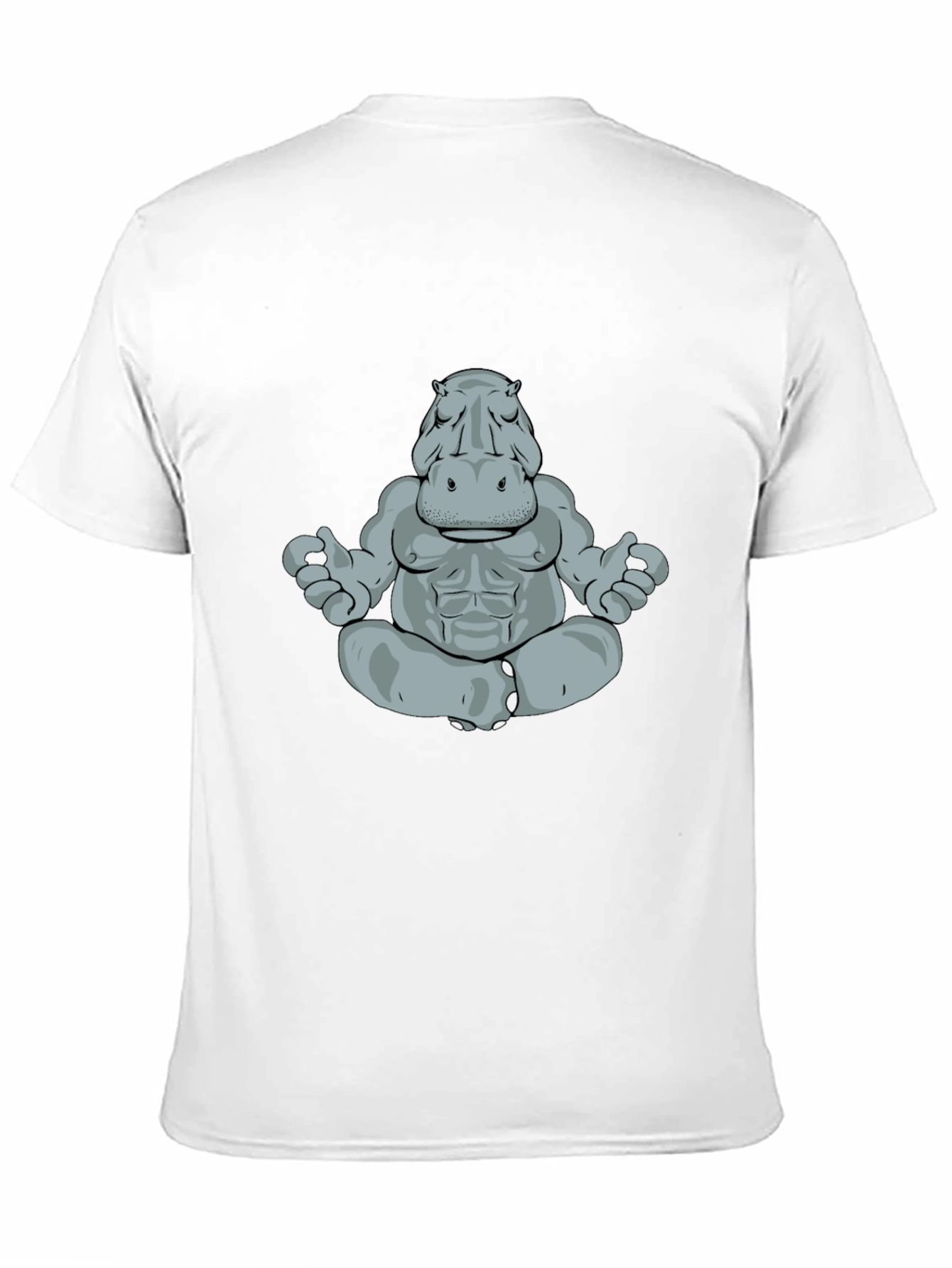 Meditating Hippo Graphic Tee - Black Cotton T-Shirt