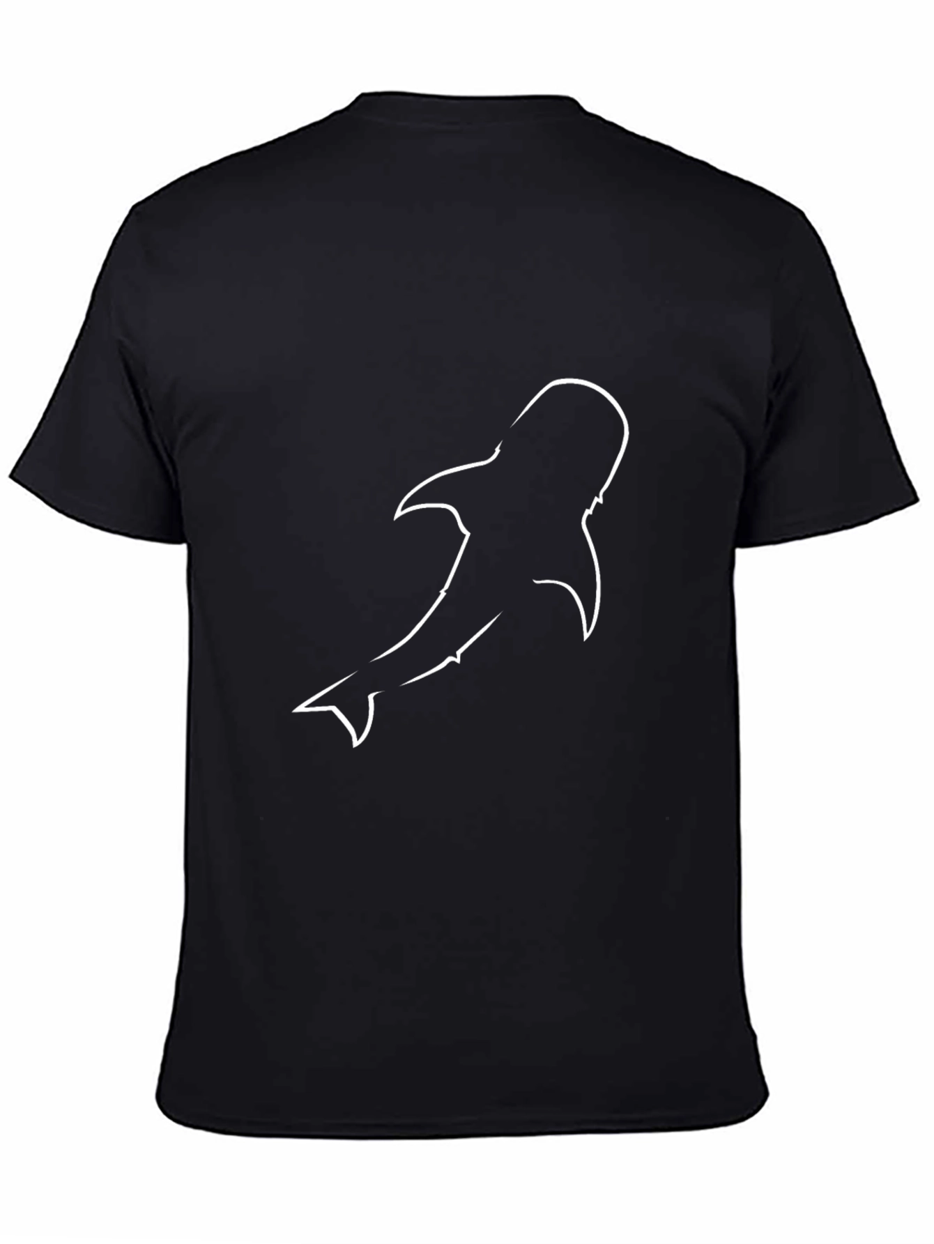 Mens Black T-Shirt with Abstract Whale Outline Design
