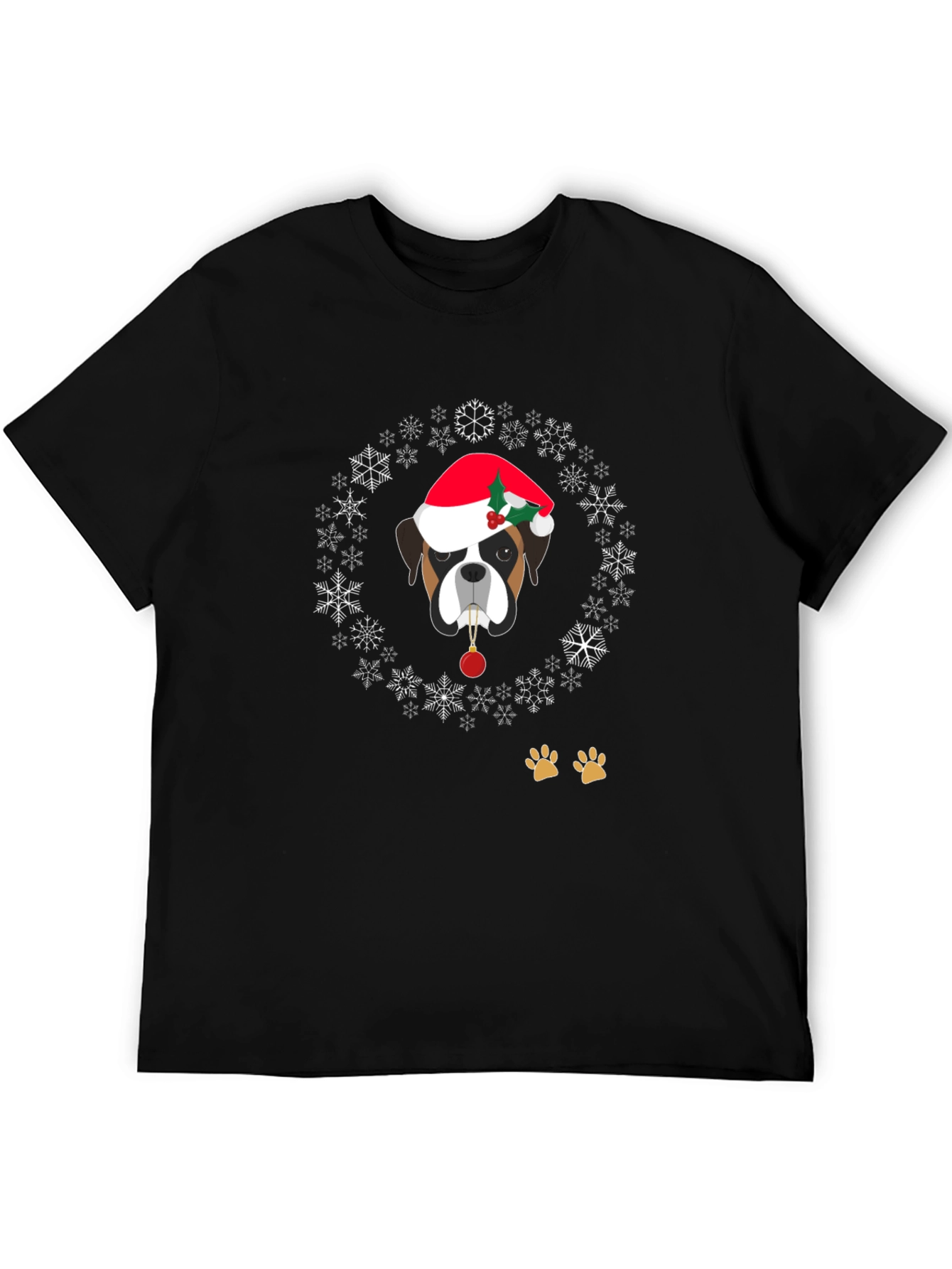 Holiday Dog Graphic Tee - Christmas Boxer Dog T-Shirt