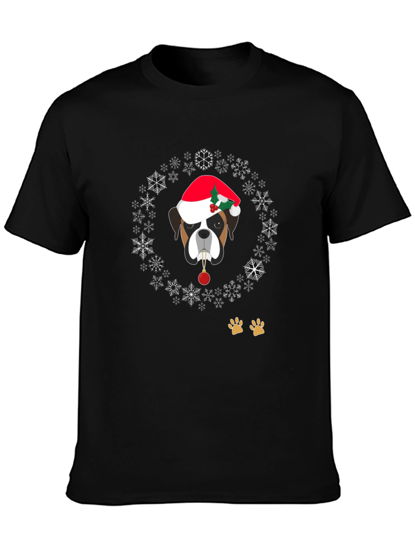 Holiday Dog Graphic Tee - Christmas Boxer Dog T-Shirt