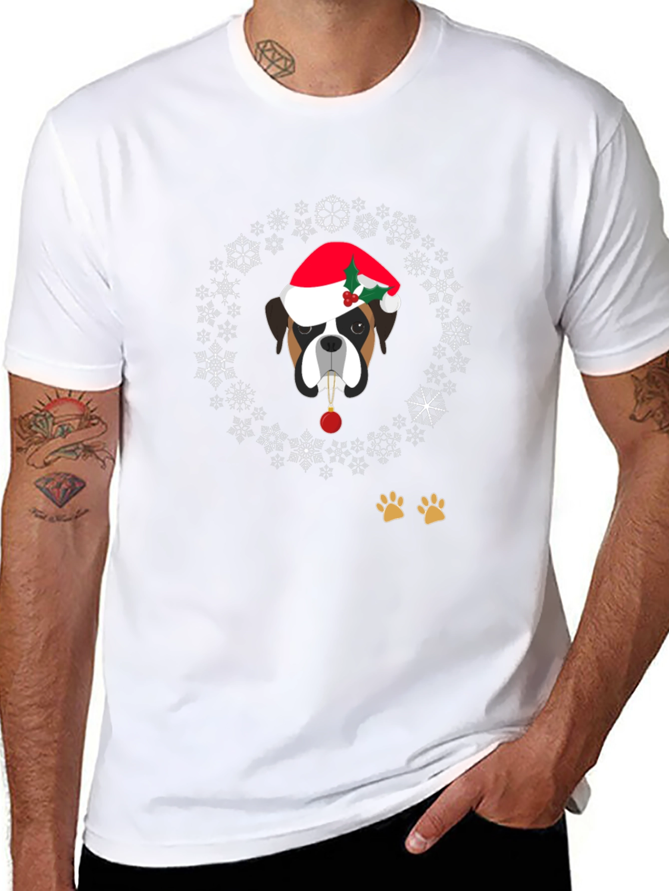 Holiday Dog Graphic Tee - Christmas Boxer Dog T-Shirt
