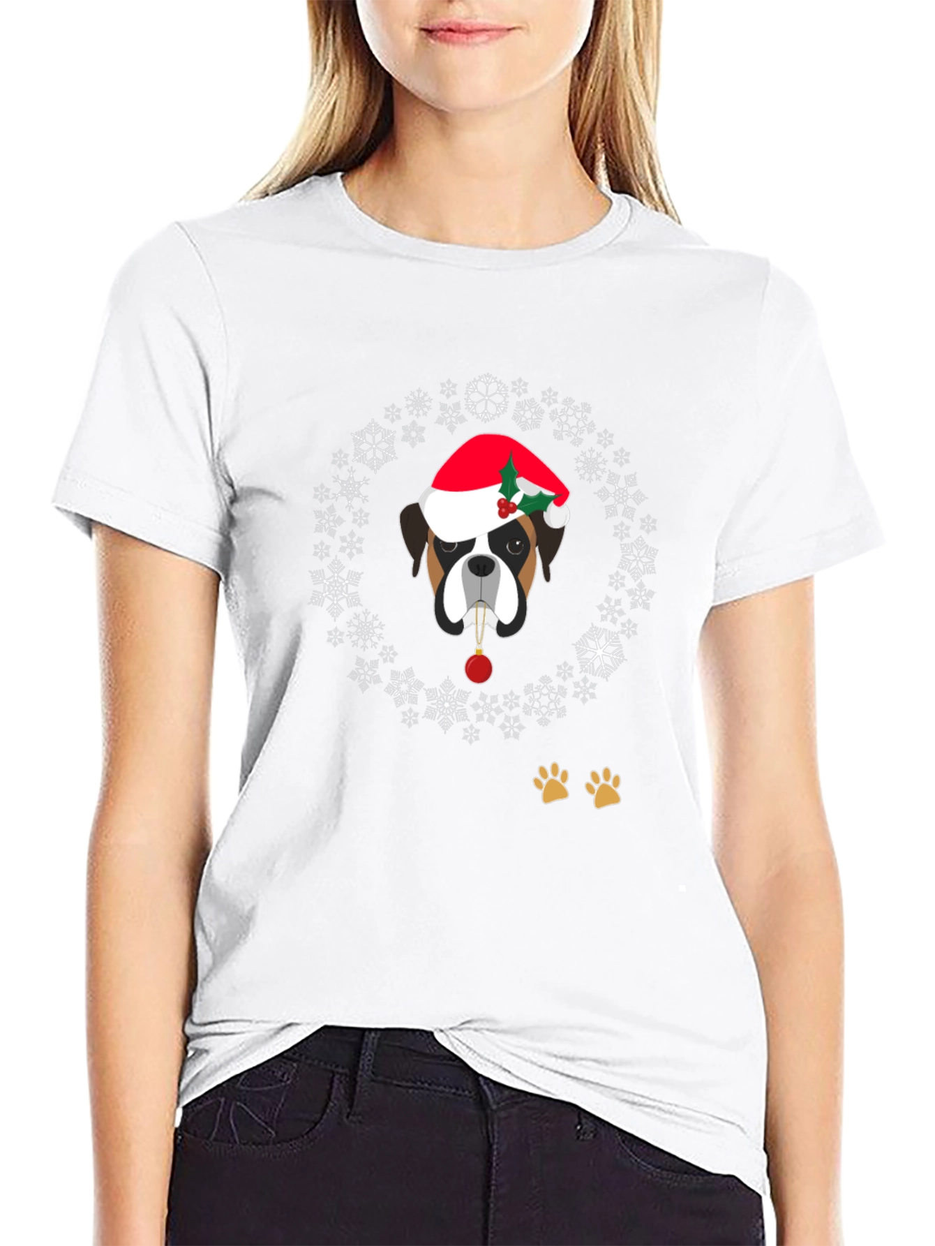 Holiday Dog Graphic Tee - Christmas Boxer Dog T-Shirt
