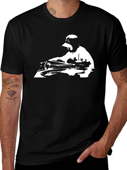 DJ Turntable Graphic Tee - Black Cotton T-Shirt