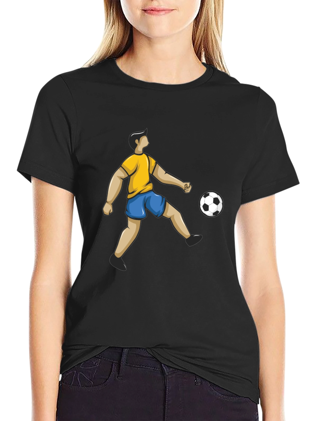 Soccer Player Graphic Black T-Shirt