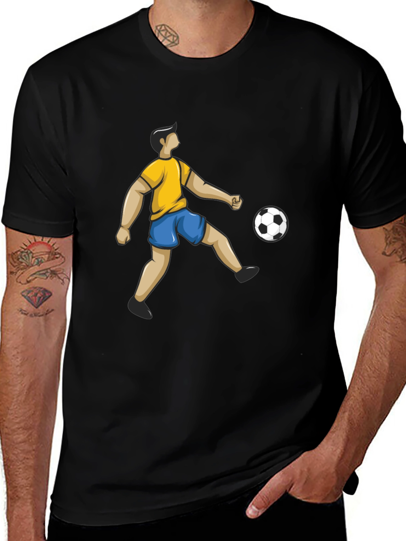 Soccer Player Graphic Black T-Shirt