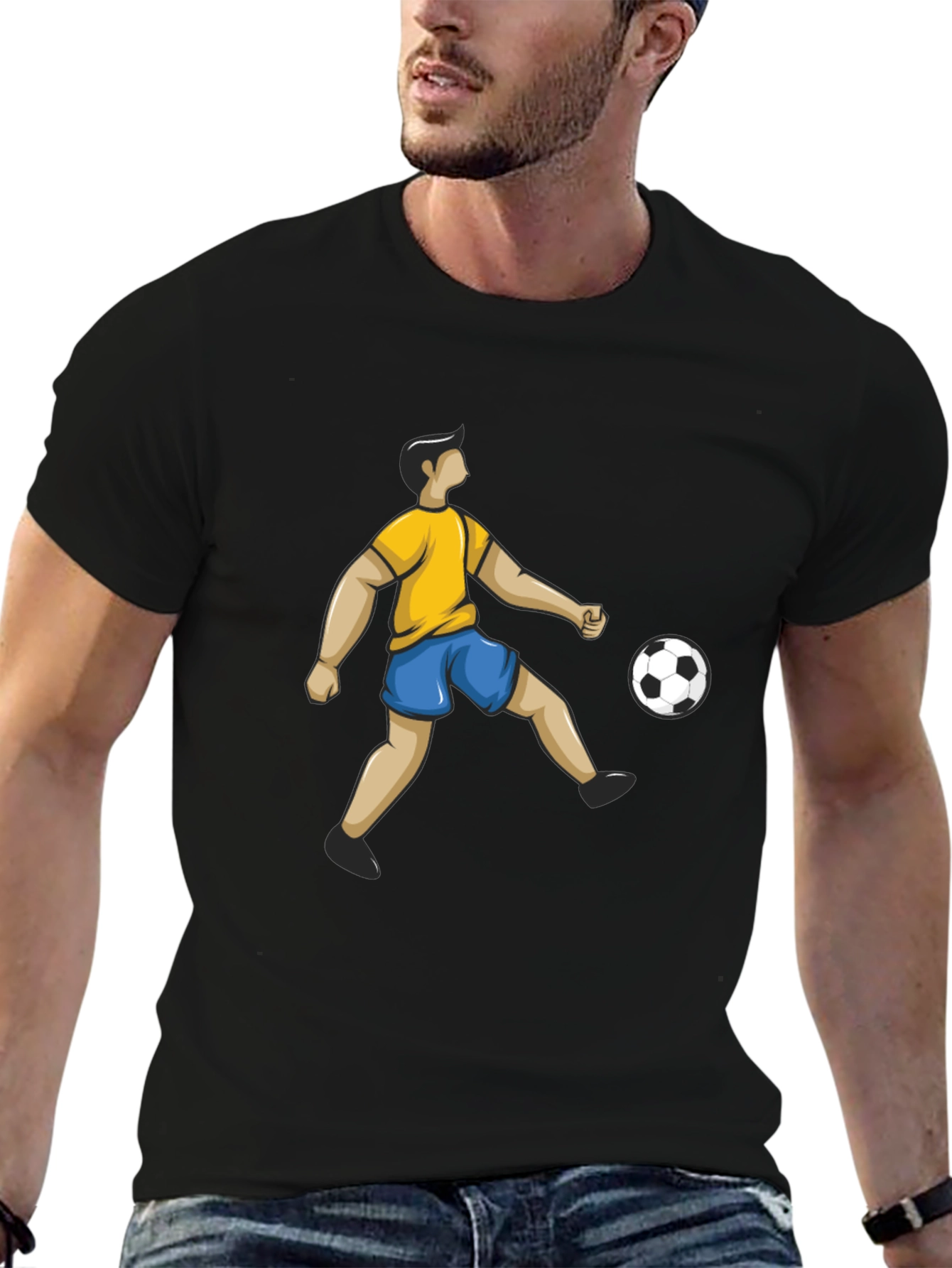 Soccer Player Graphic Black T-Shirt