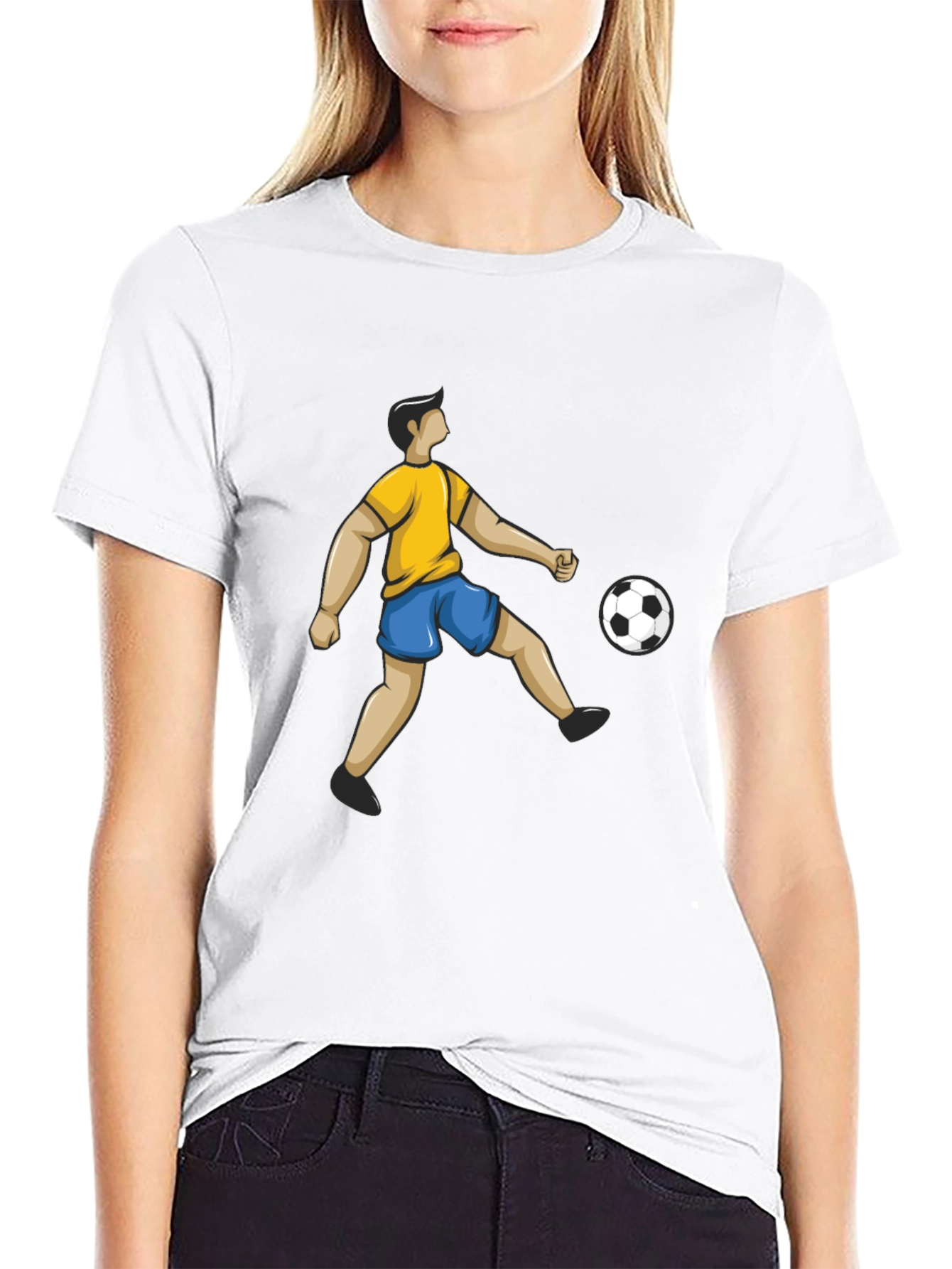 Soccer Player Graphic Black T-Shirt