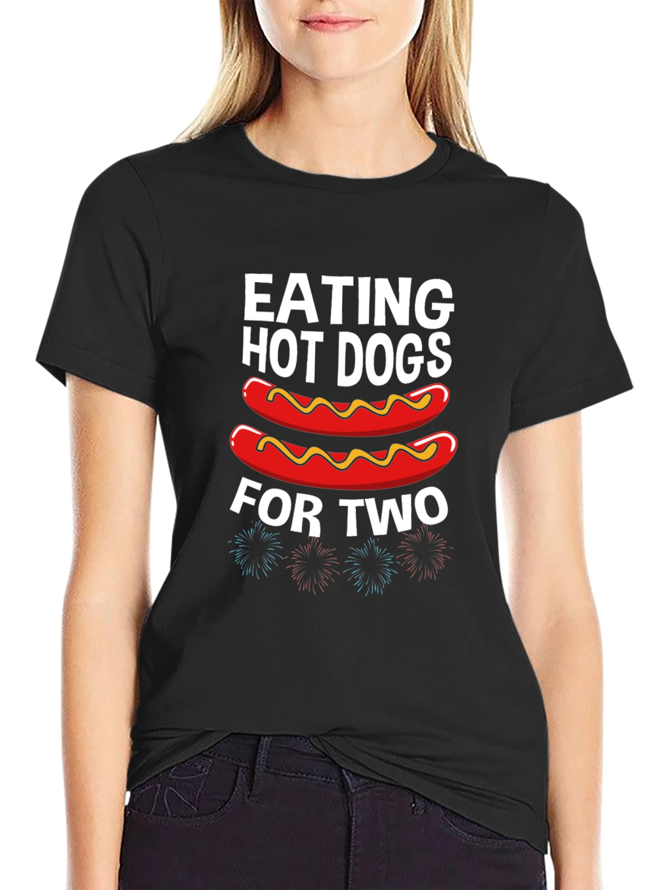 Eating Hot Dogs for Two Black T-Shirt