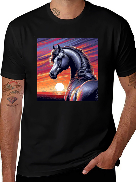 Majestic Horse Graphic Tee - Sunset Design