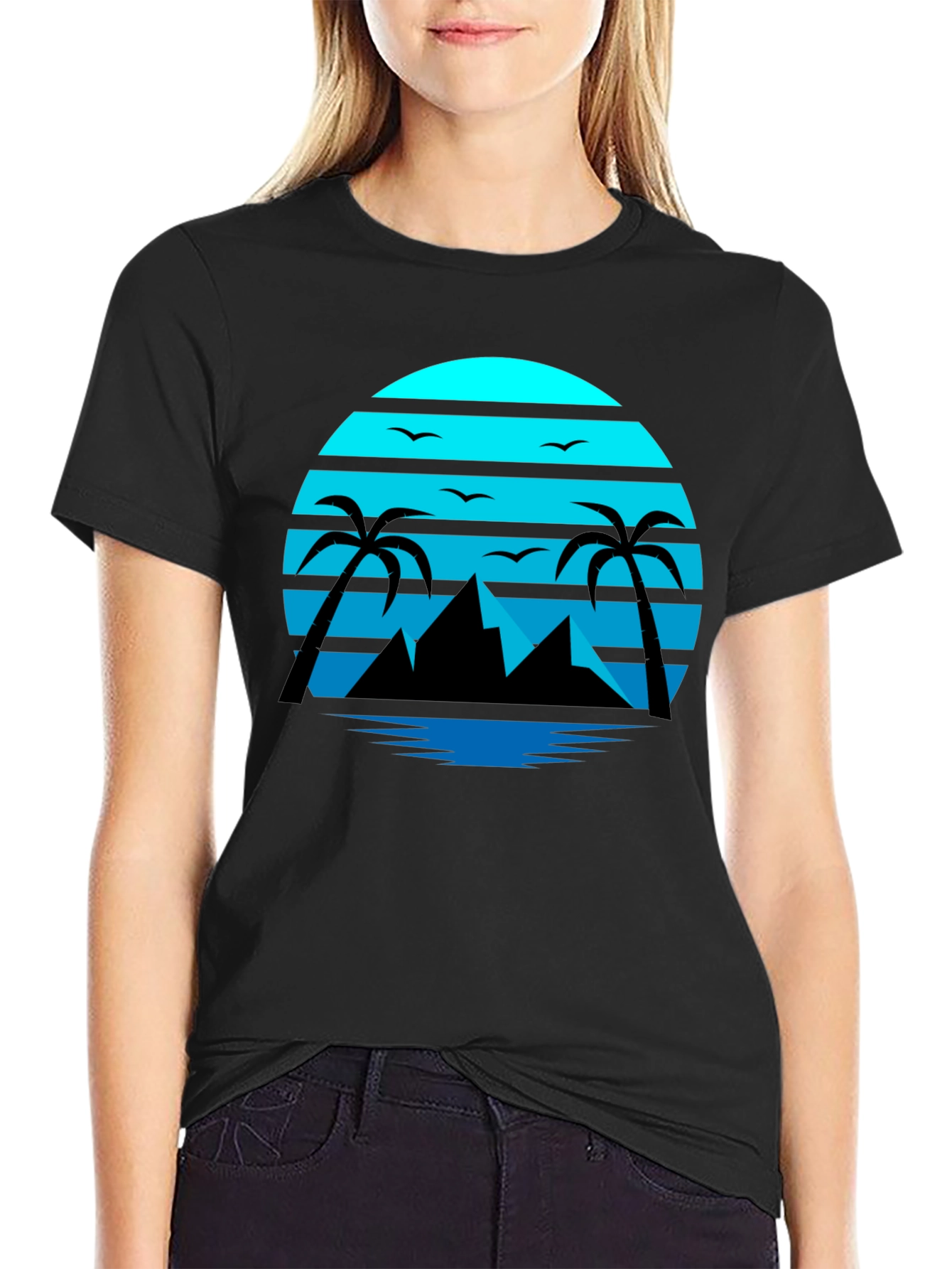 Tropical Sunset T-Shirt - Black