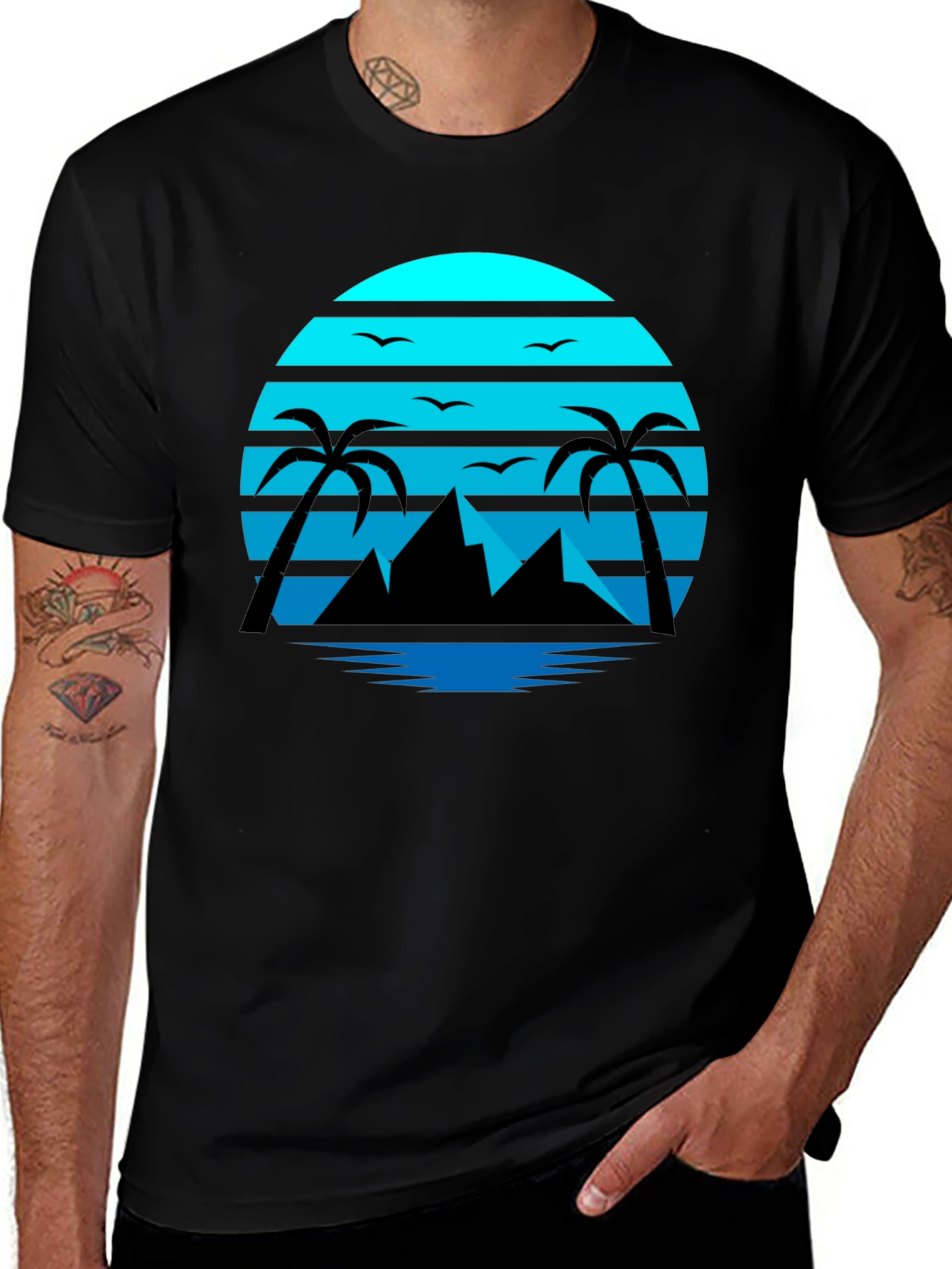 Tropical Sunset T-Shirt - Black
