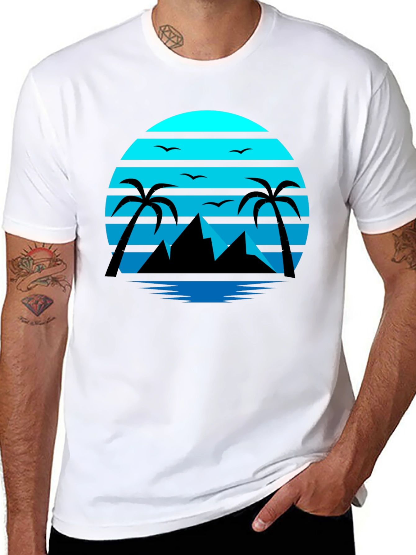 Tropical Sunset T-Shirt - Black