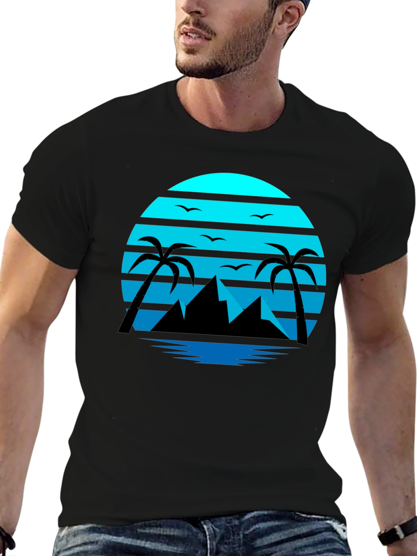 Tropical Sunset T-Shirt - Black