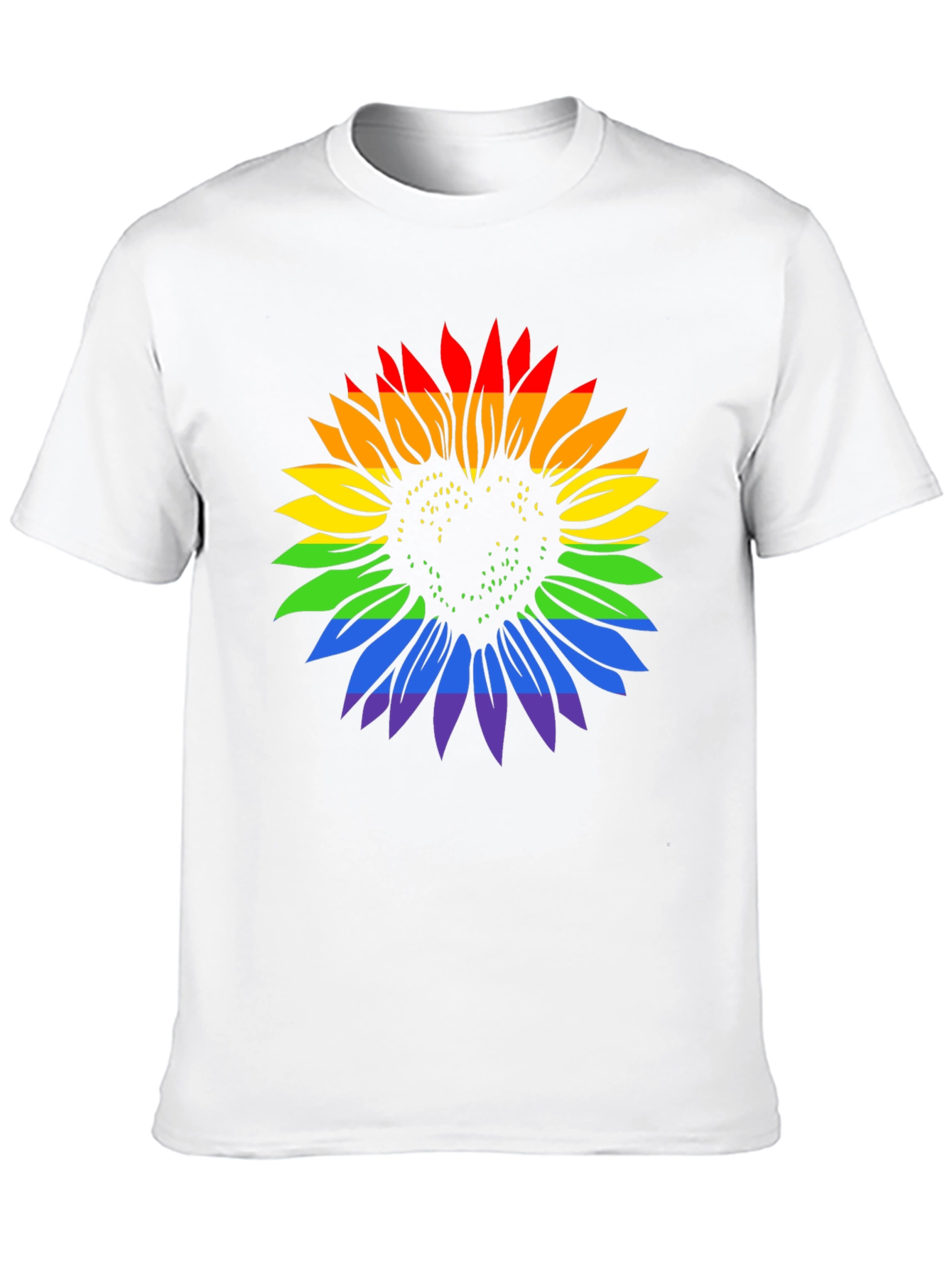 Rainbow Sunflower Heart Graphic Tee
