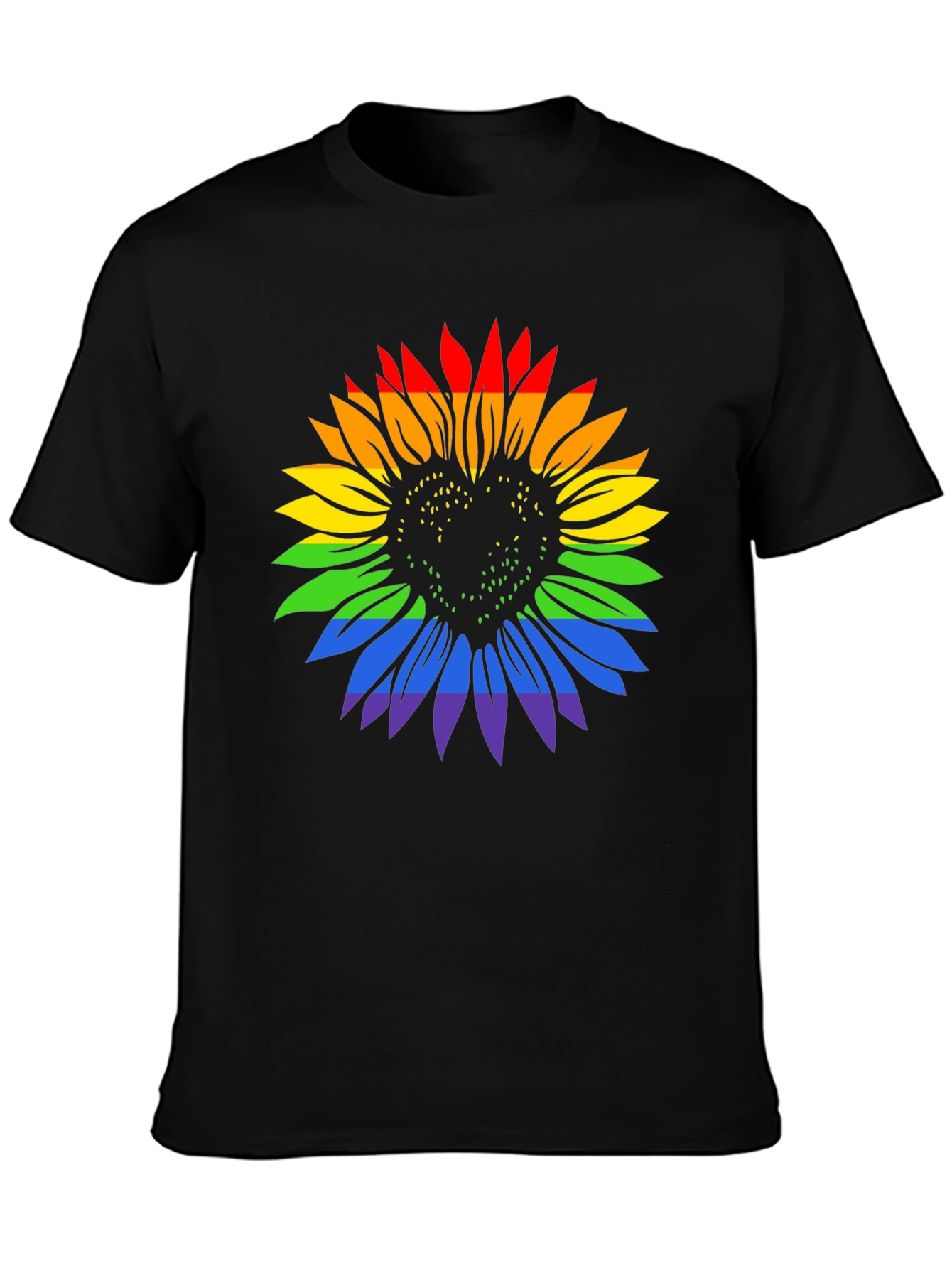 Rainbow Sunflower Heart Graphic Tee