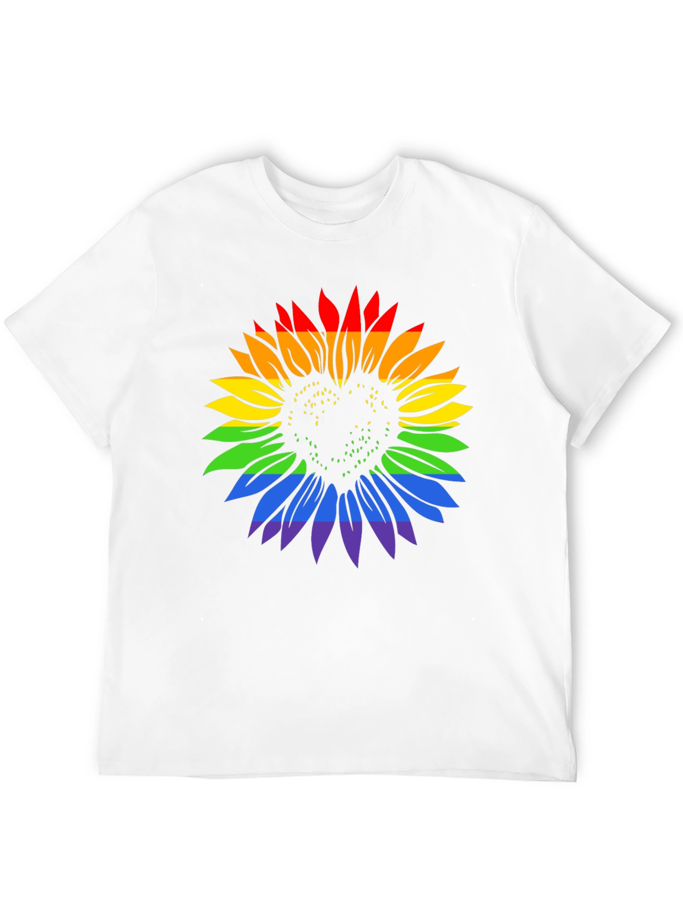 Rainbow Sunflower Heart Graphic Tee