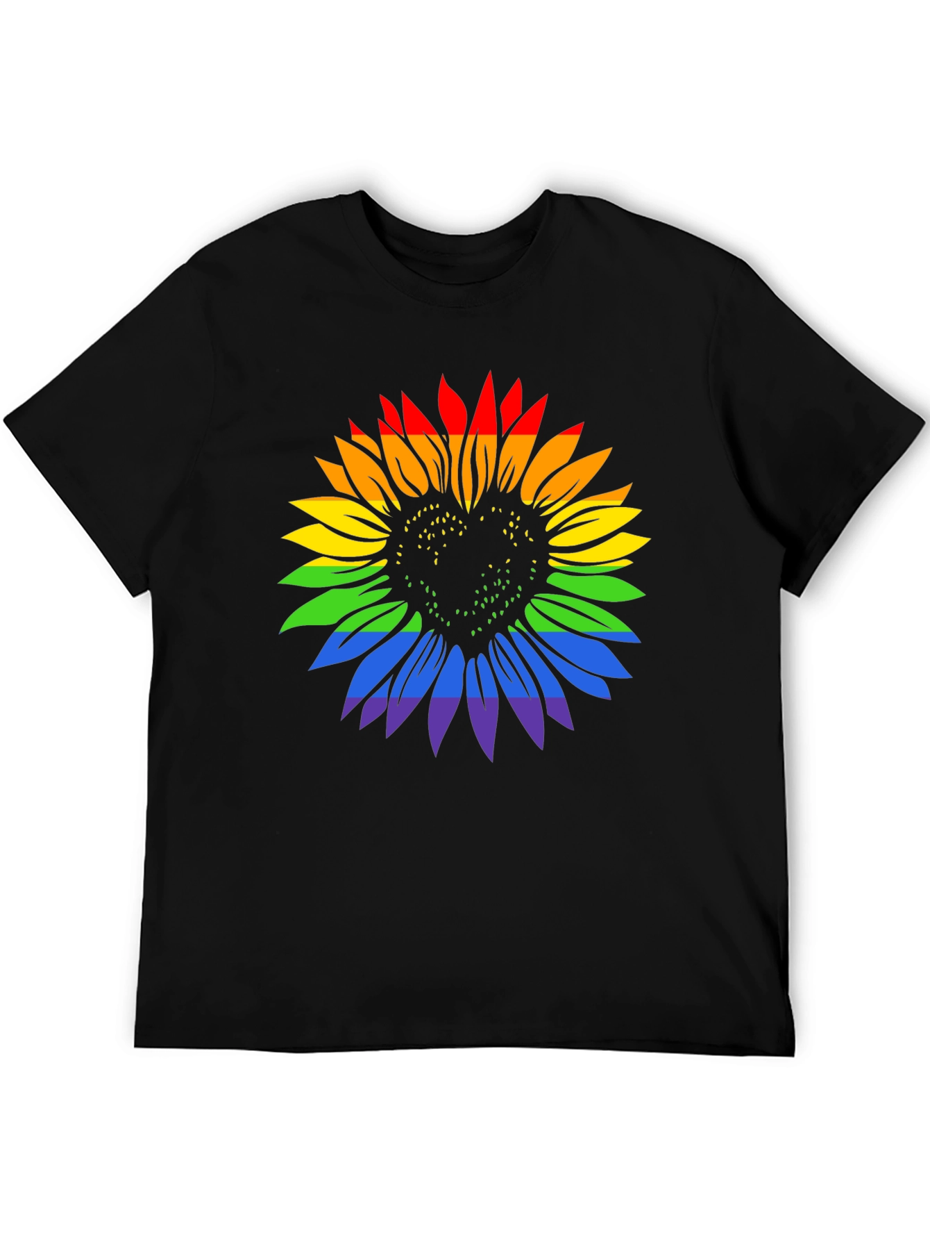 Rainbow Sunflower Heart Graphic Tee