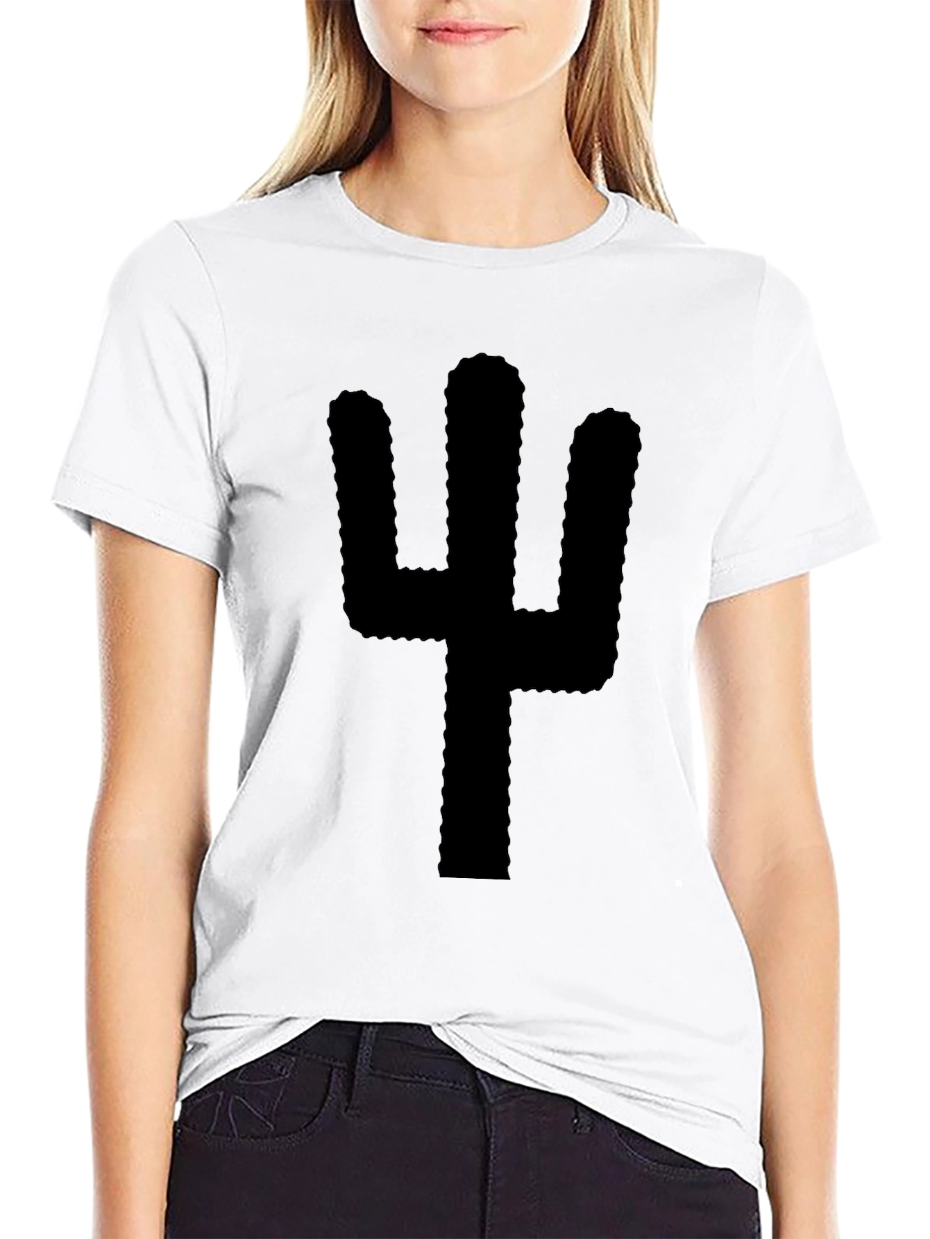 Black Cactus Graphic T-Shirt - Modern Desert Style