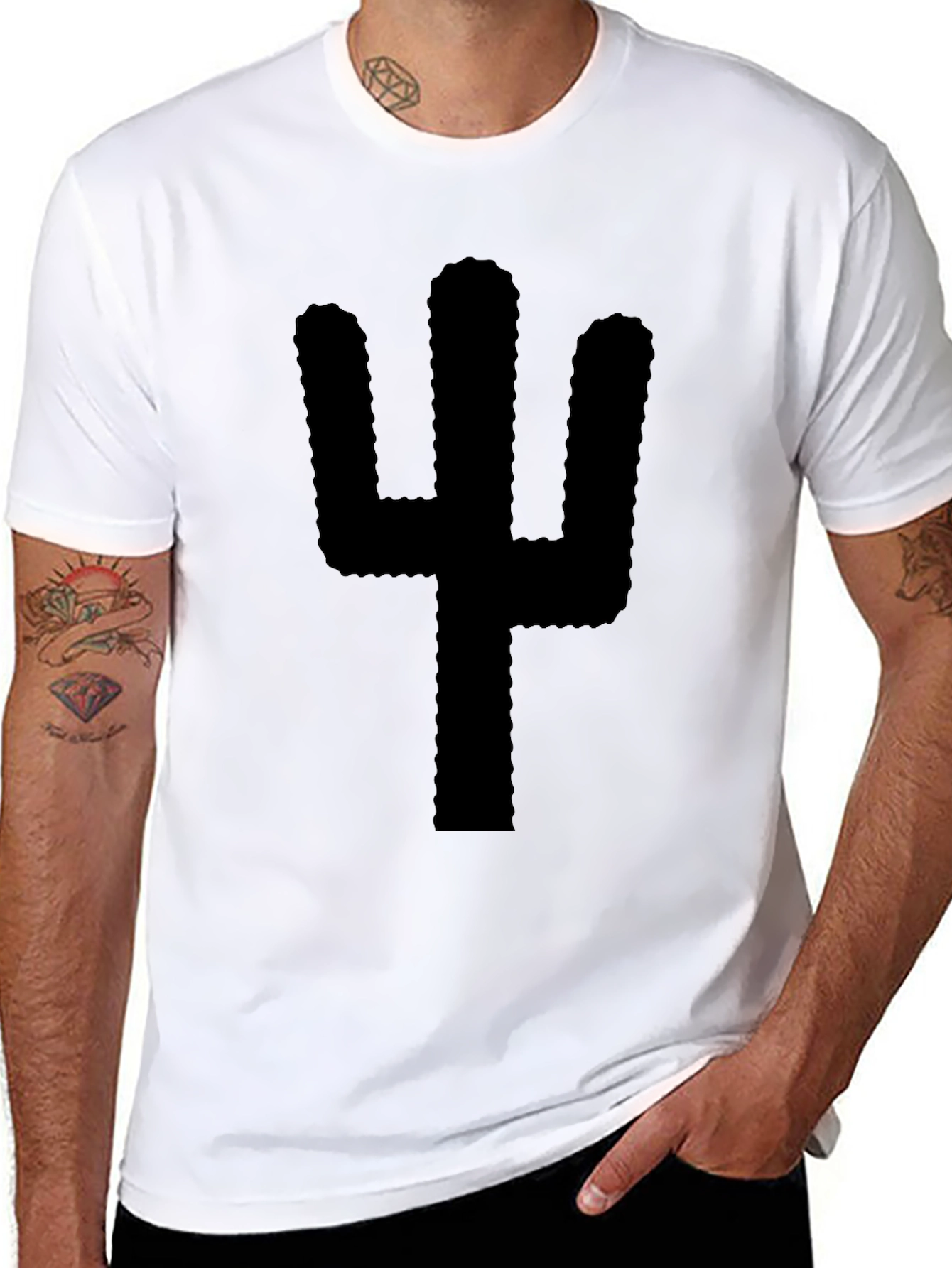 Black Cactus Graphic T-Shirt - Modern Desert Style