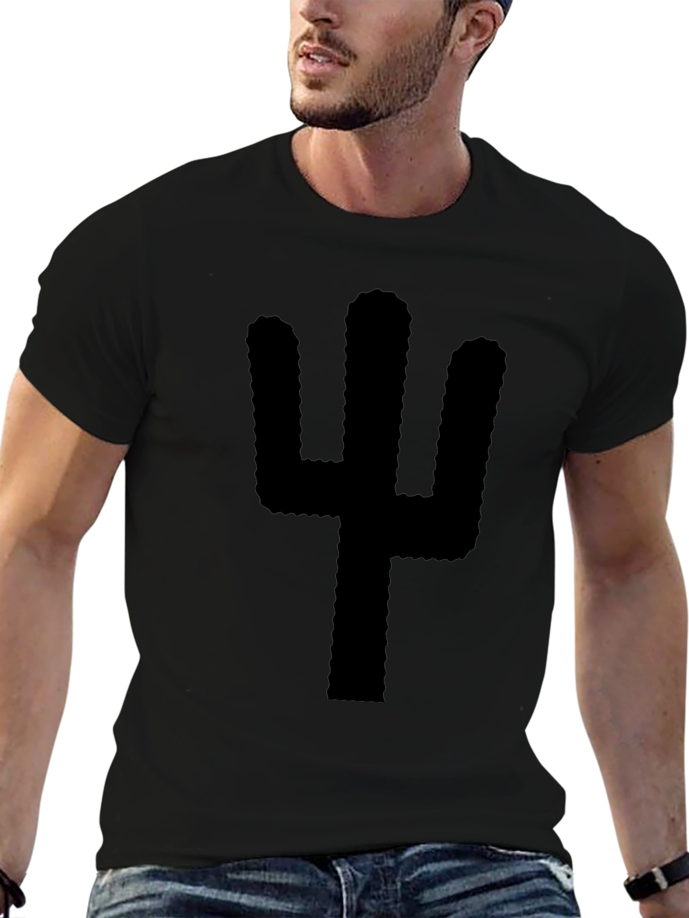 Black Cactus Graphic T-Shirt - Modern Desert Style