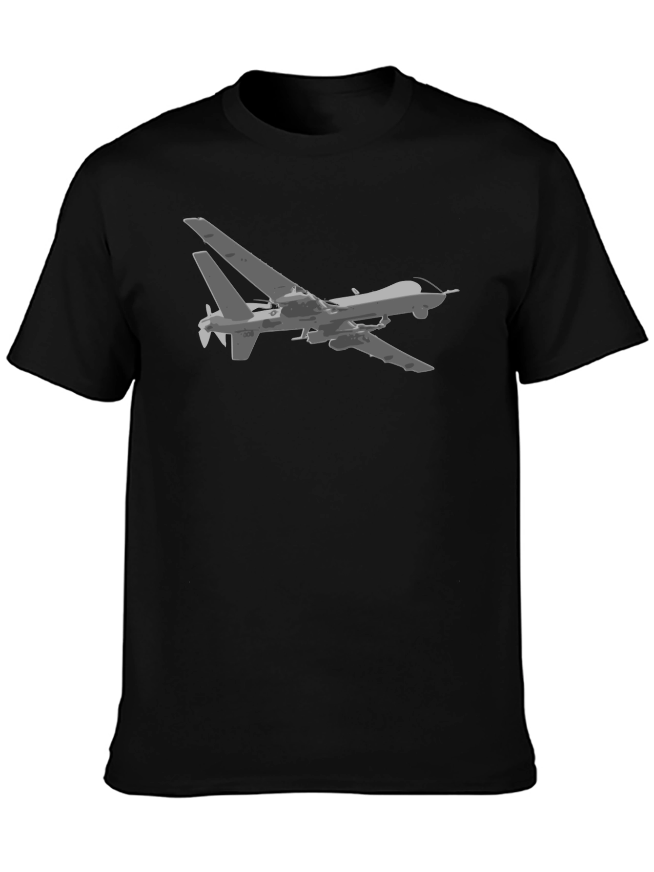 Drone Graphic Tee - Black Cotton T-Shirt