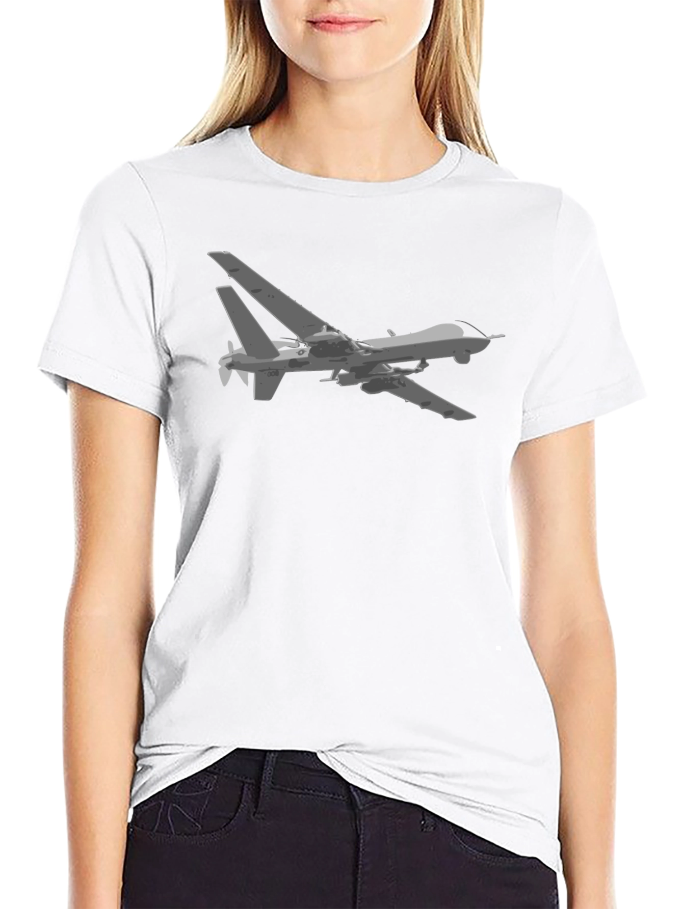 Drone Graphic Tee - Black Cotton T-Shirt