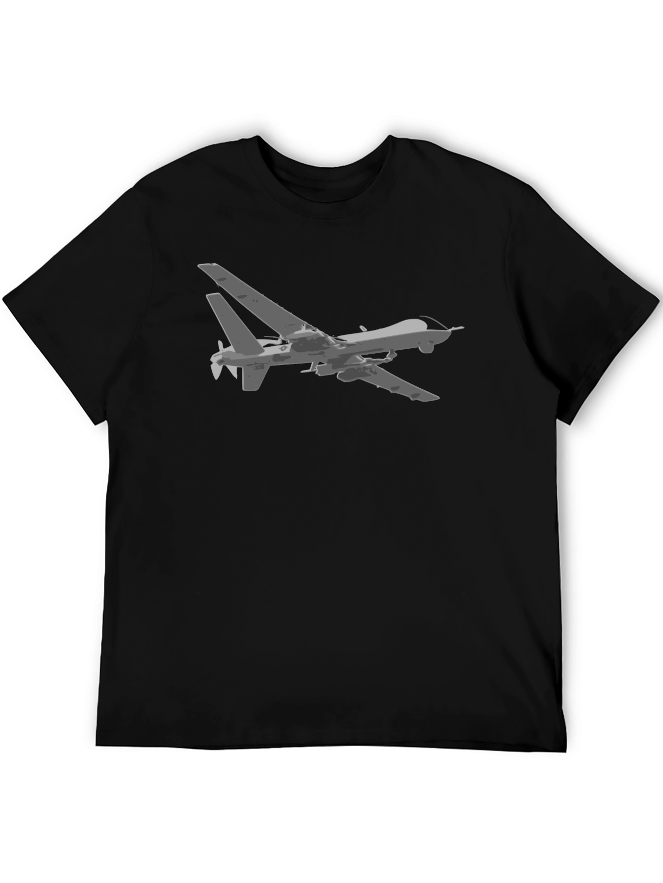 Drone Graphic Tee - Black Cotton T-Shirt