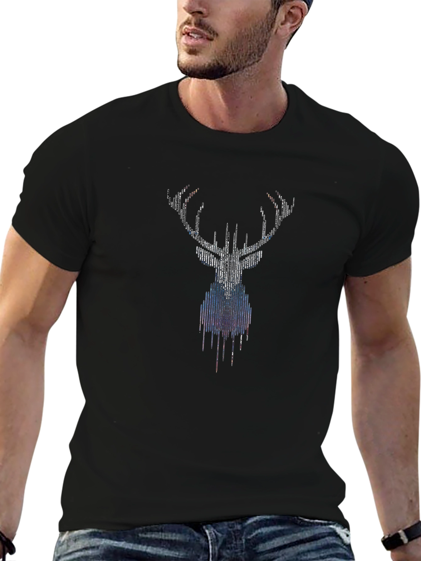Graphic Deer Head Black T-Shirt