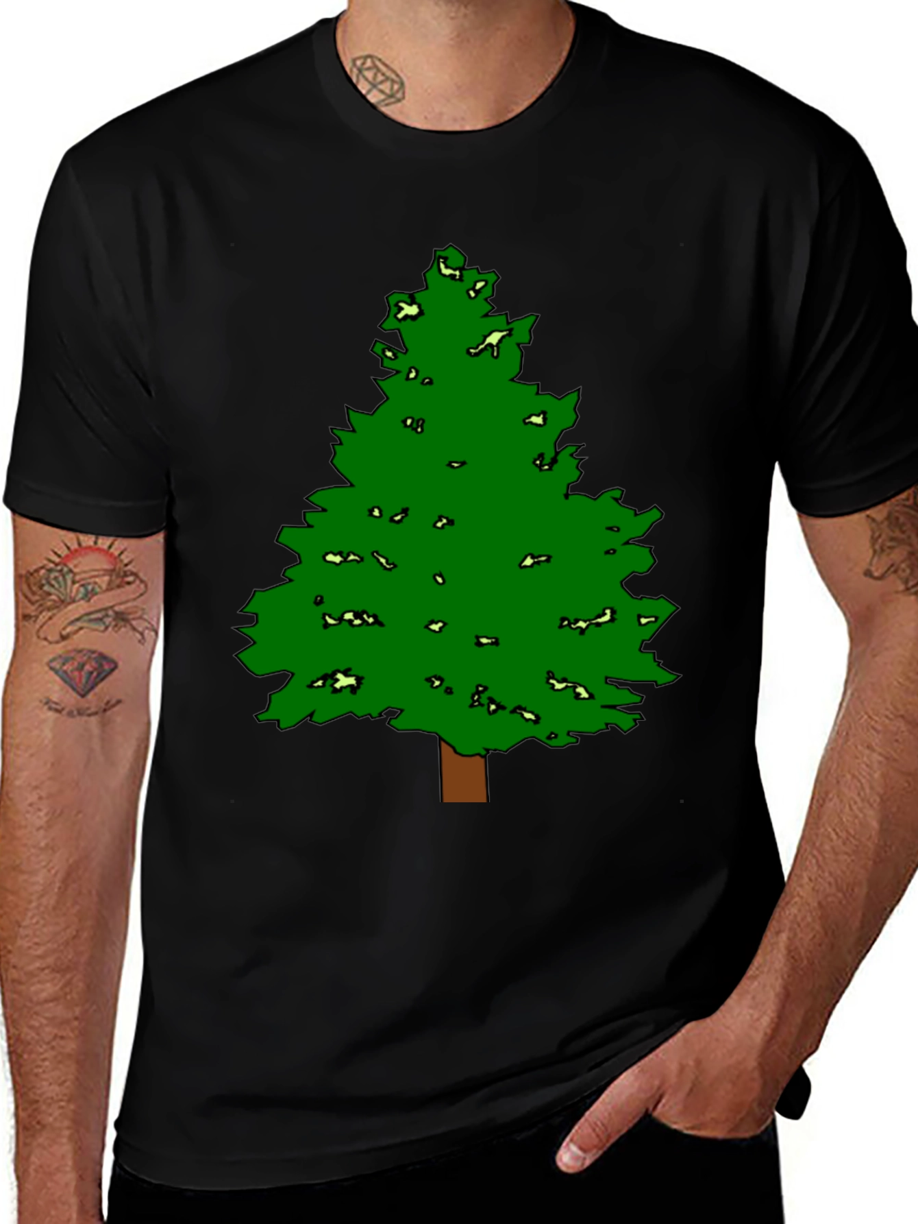 Fun Tree Graphic Tee - Black Cotton Blend