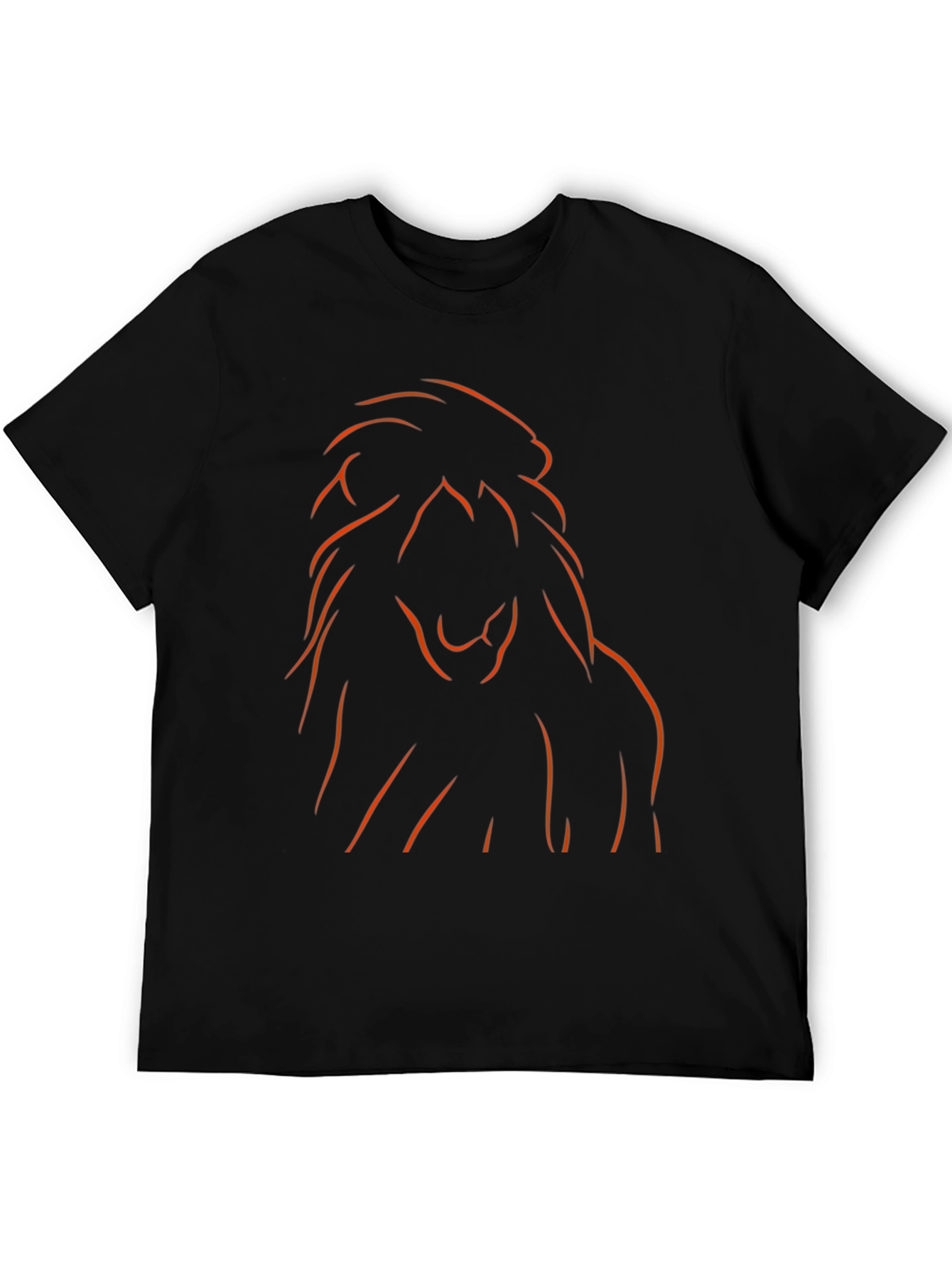 Lion Outline Graphic Tee - Black Cotton Blend