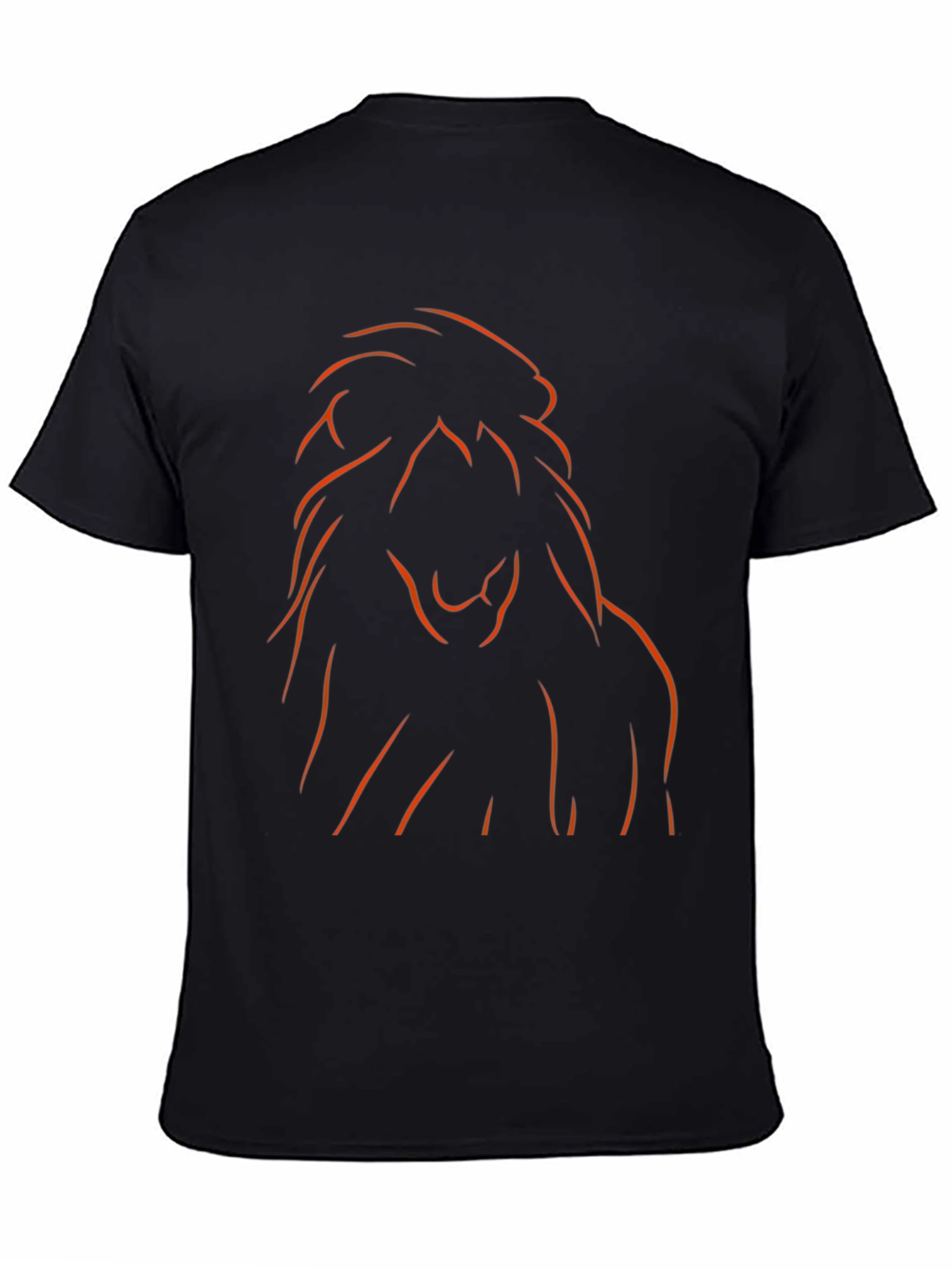 Lion Outline Graphic Tee - Black Cotton Blend