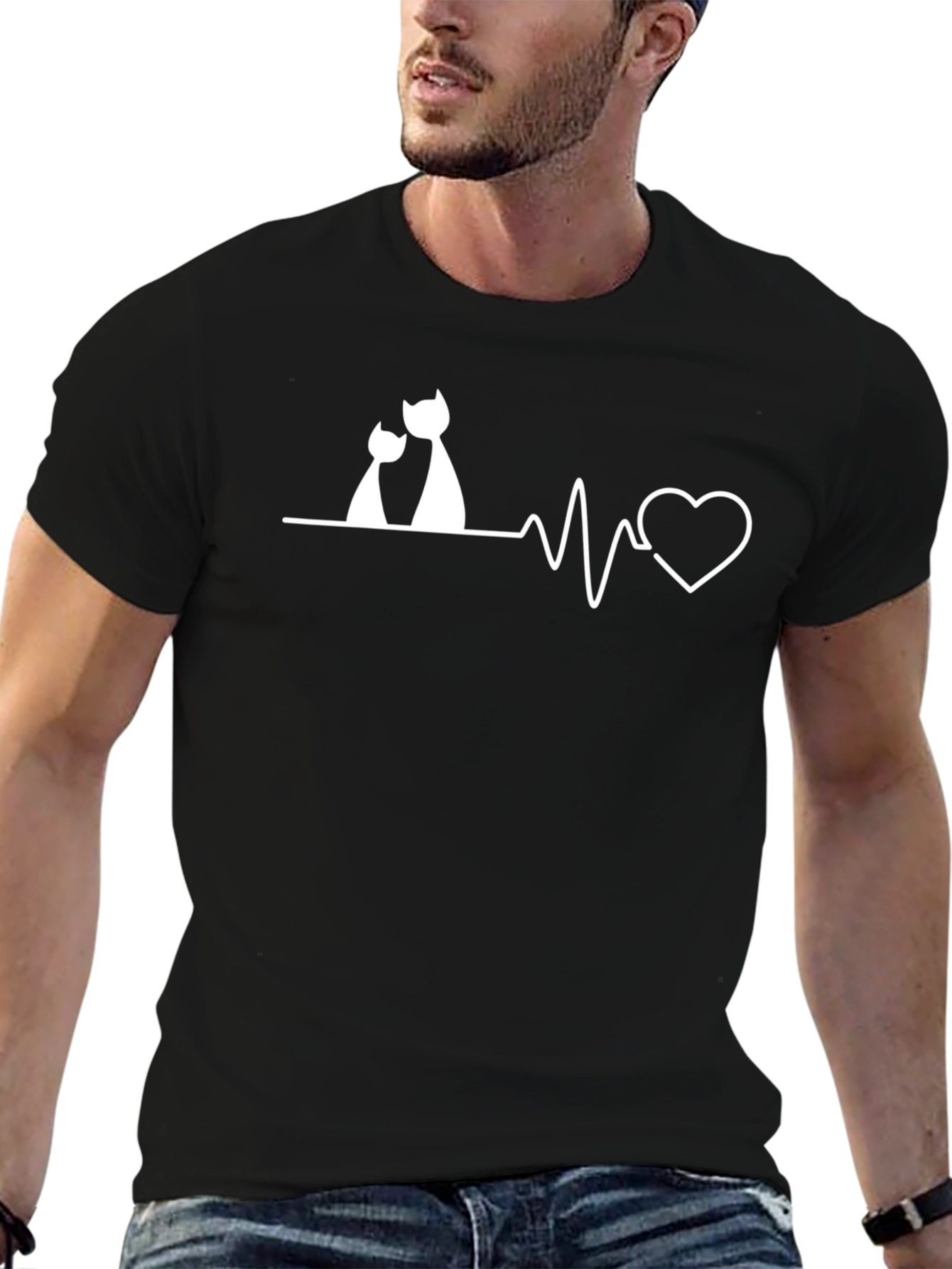 Cat Heartbeat T-Shirt - Love Cats!