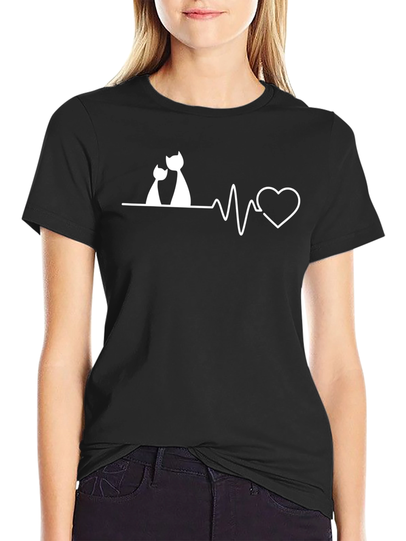Cat Heartbeat T-Shirt - Love Cats!