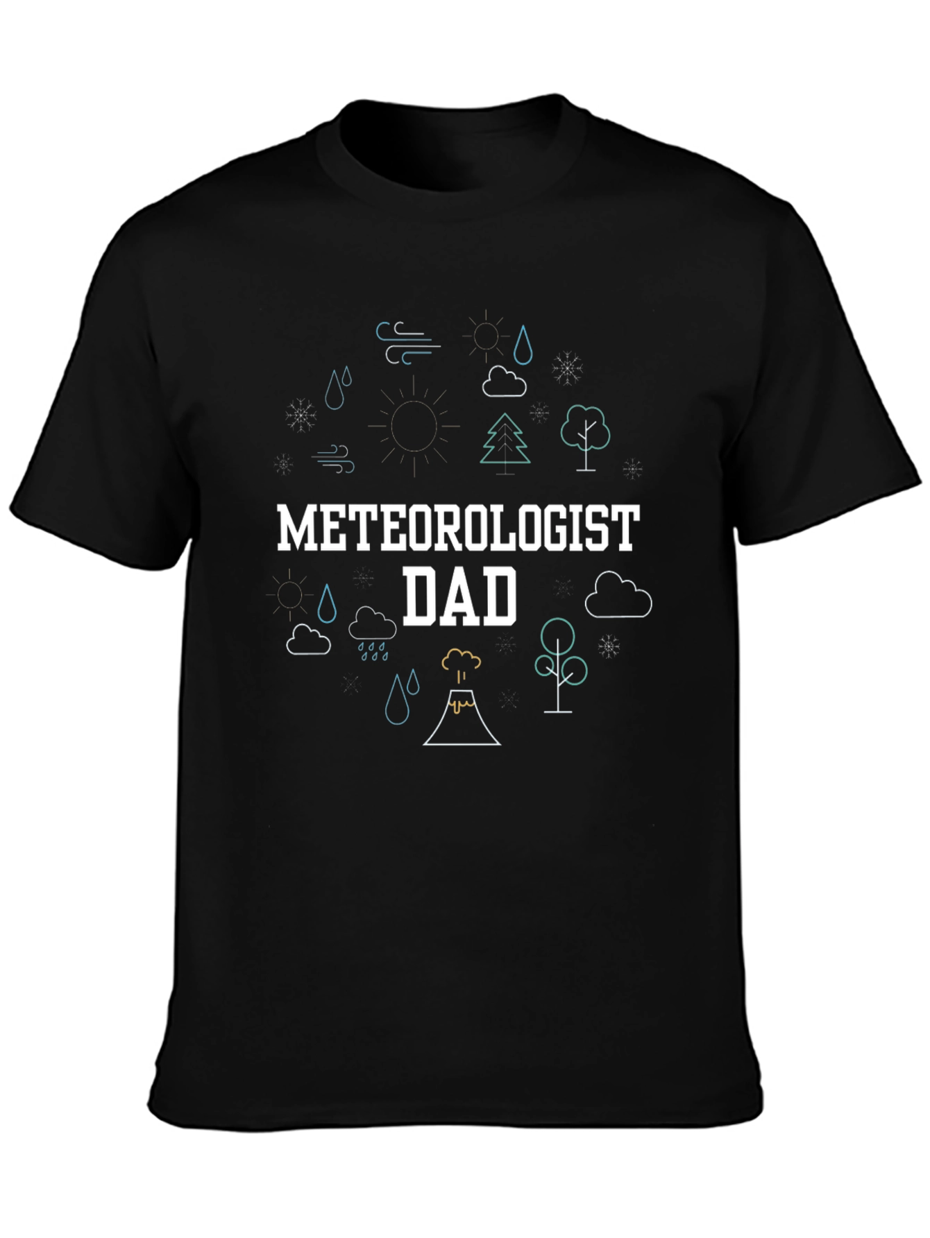 Meteorologist Dad Black Cotton Graphic T-Shirt