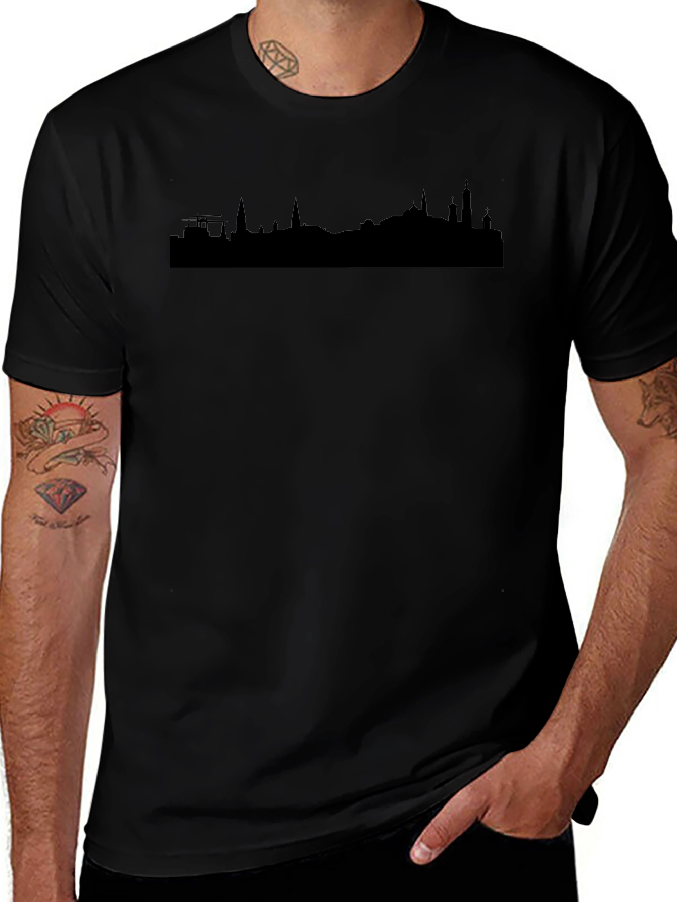 Cityscape Silhouette T-Shirt - Mens Black Tee