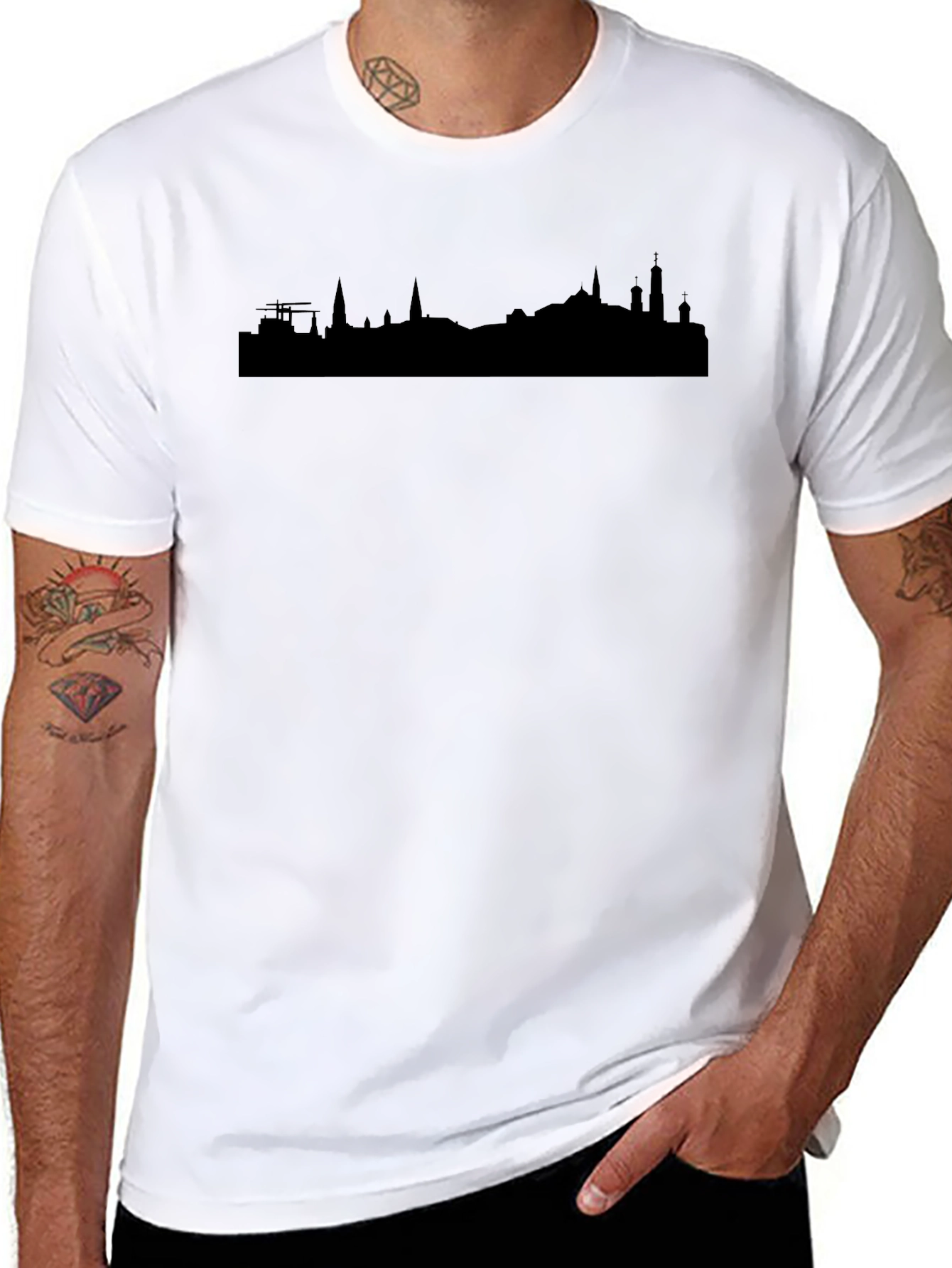 Cityscape Silhouette T-Shirt - Mens Black Tee