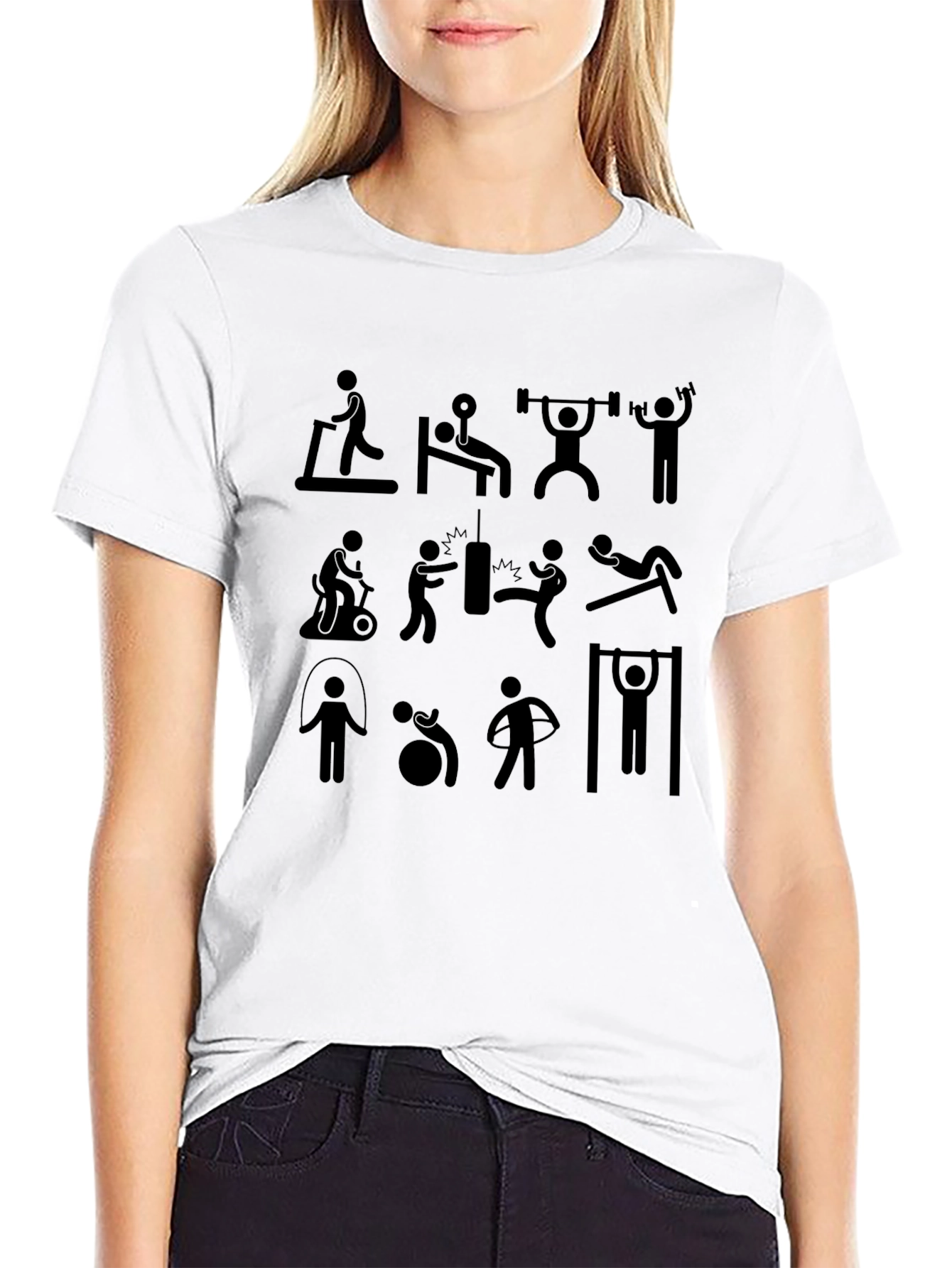 Workout Stick Figure Graphic T-Shirt