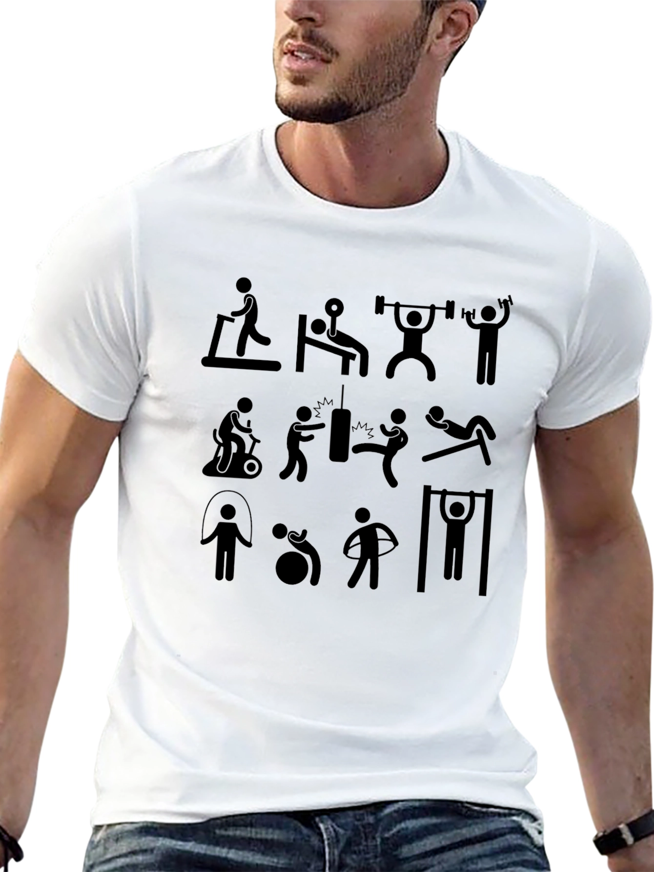 Workout Stick Figure Graphic T-Shirt