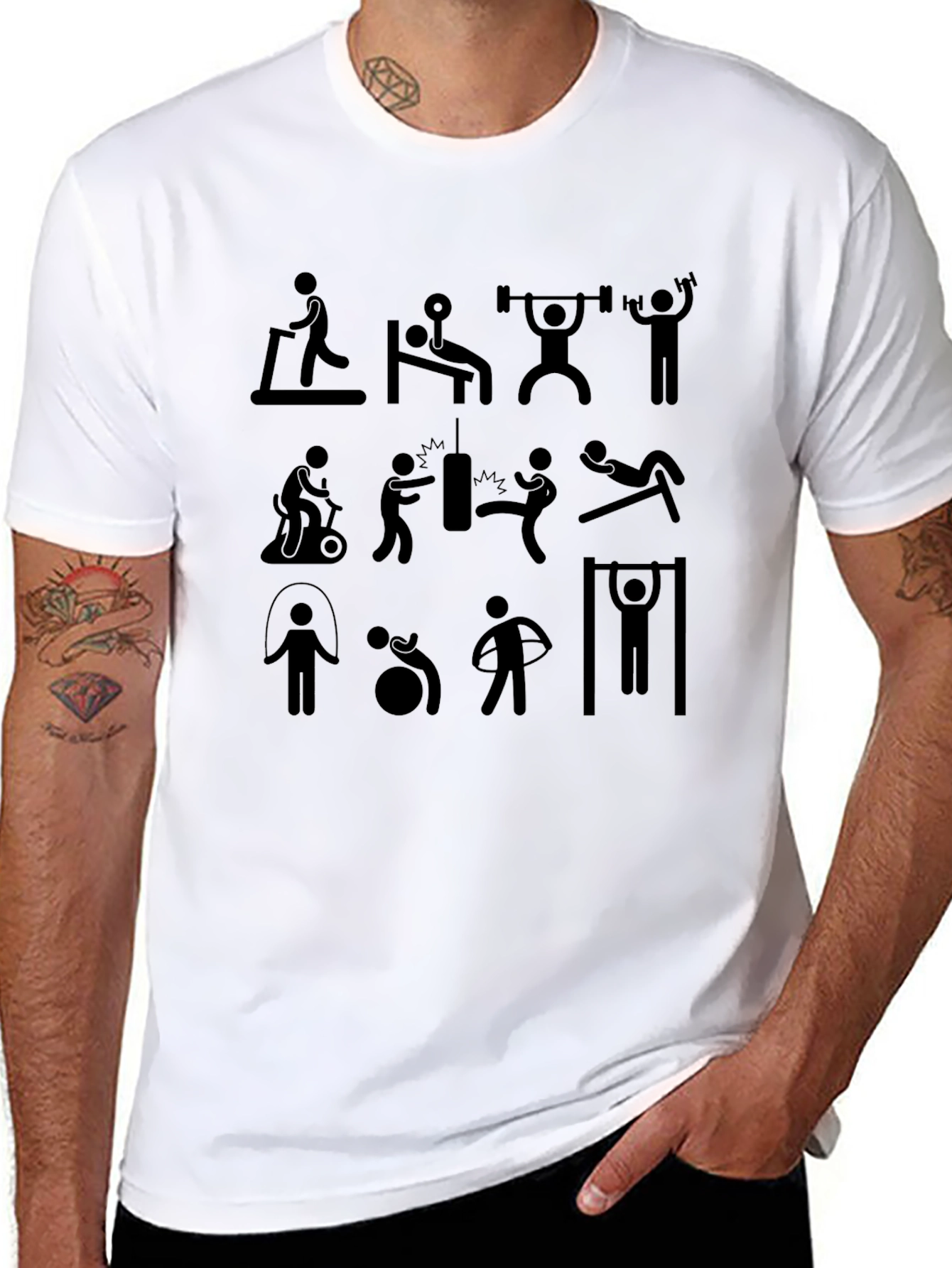 Workout Stick Figure Graphic T-Shirt