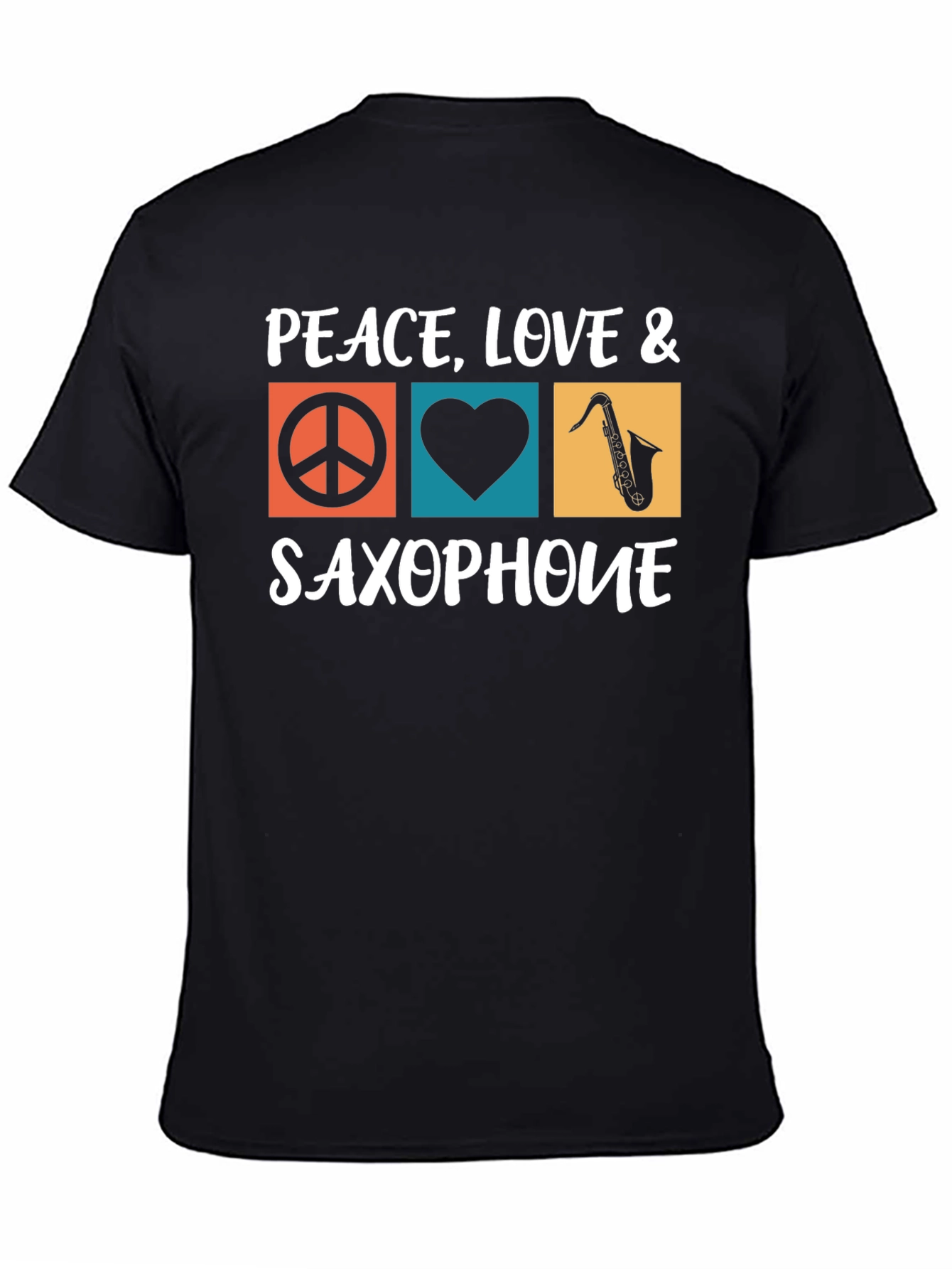 Peace Love Saxophone Graphic T-Shirt