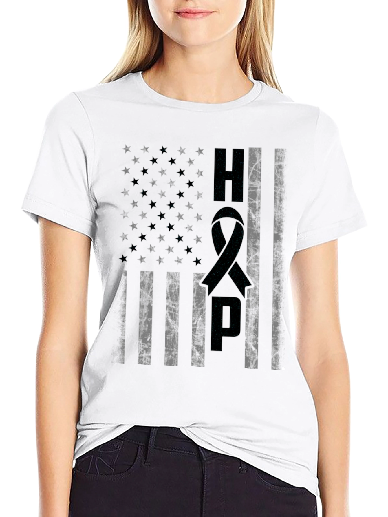 HOPE American Flag Ribbon Graphic Tee