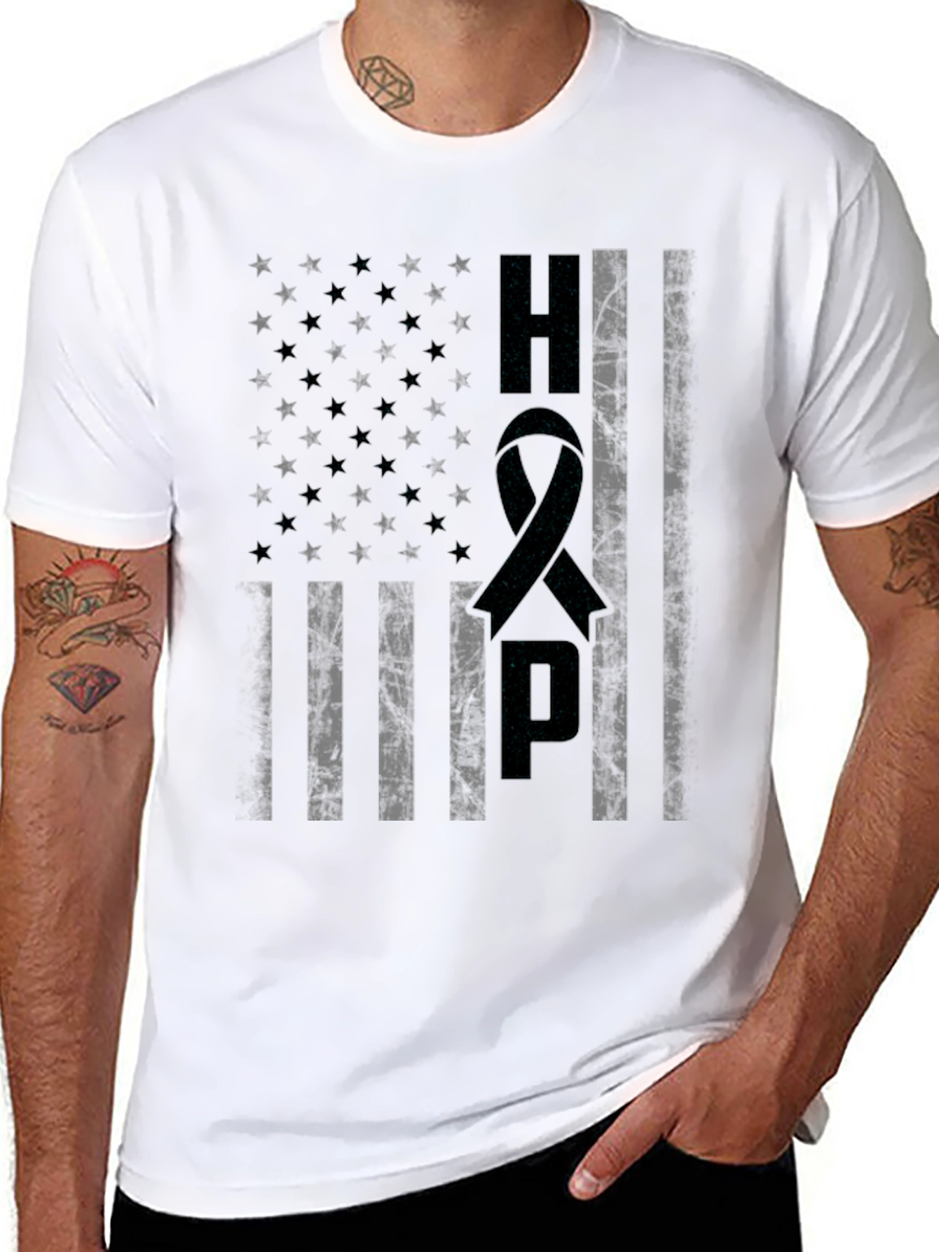 HOPE American Flag Ribbon Graphic Tee