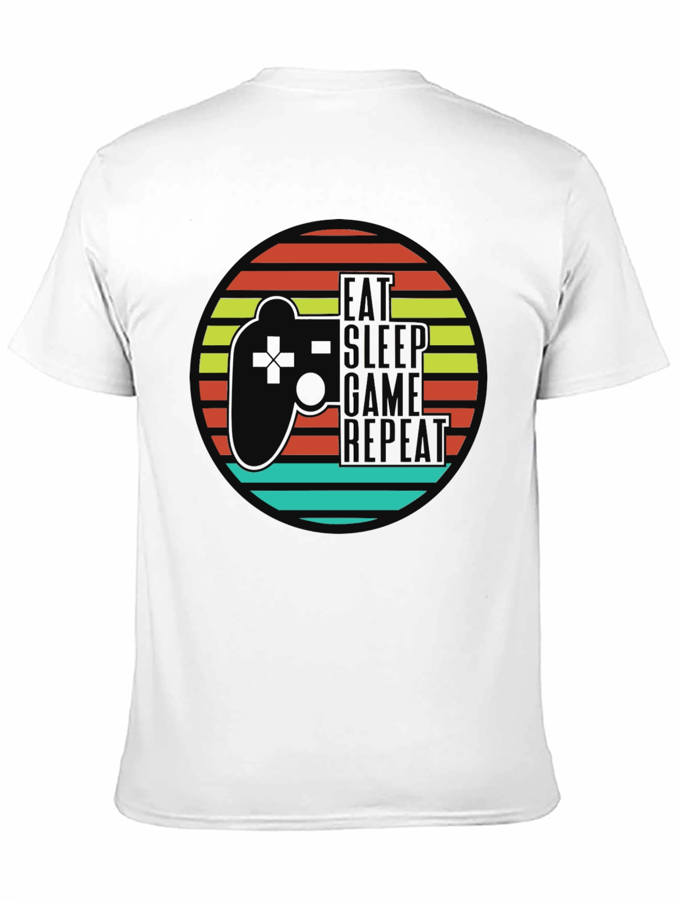 Eat Sleep Game Repeat Black Graphic T-Shirt