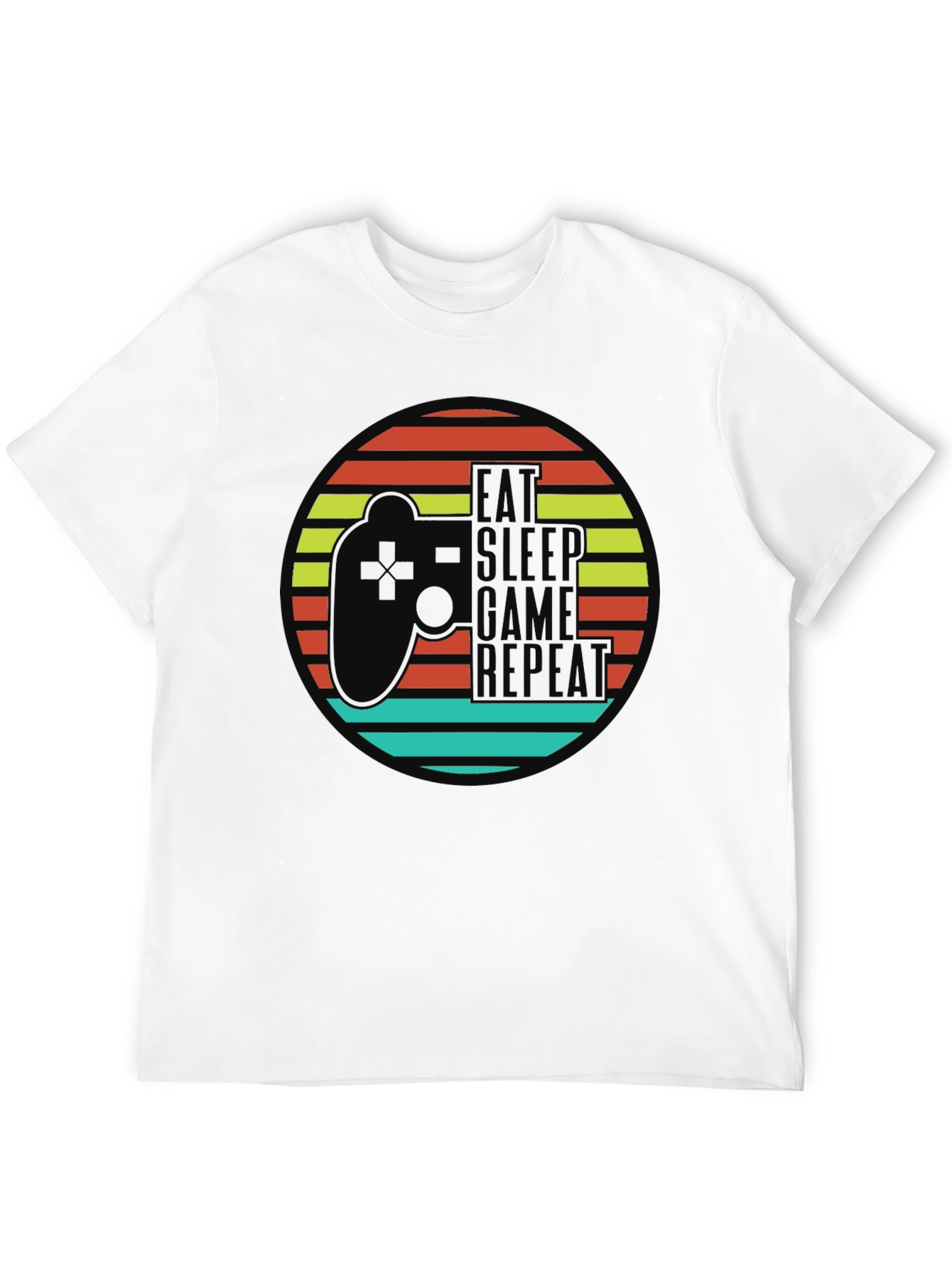 Eat Sleep Game Repeat Black Graphic T-Shirt