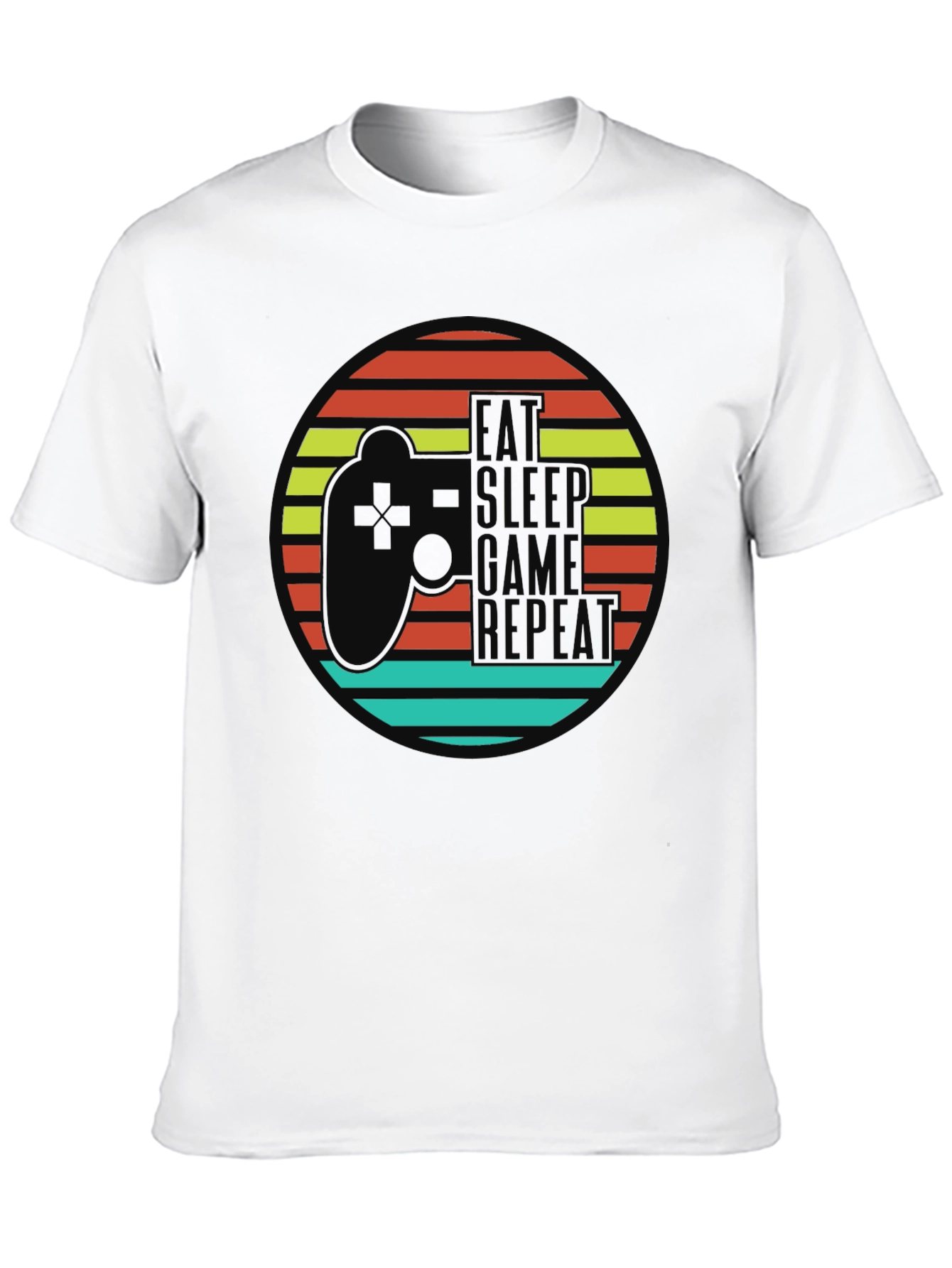 Eat Sleep Game Repeat Black Graphic T-Shirt