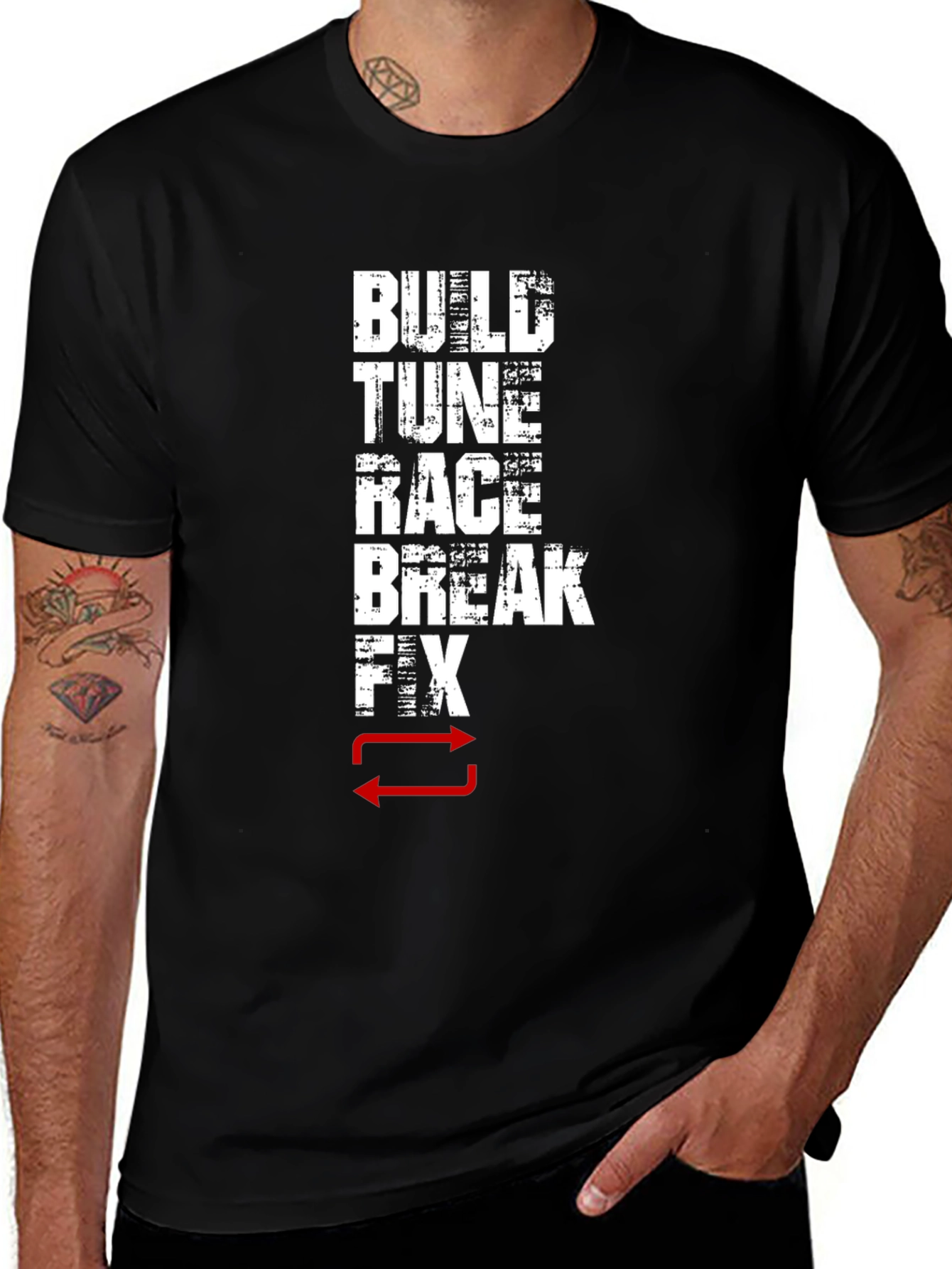 Build Tune Race Break Fix Repeat Graphic T-Shirt