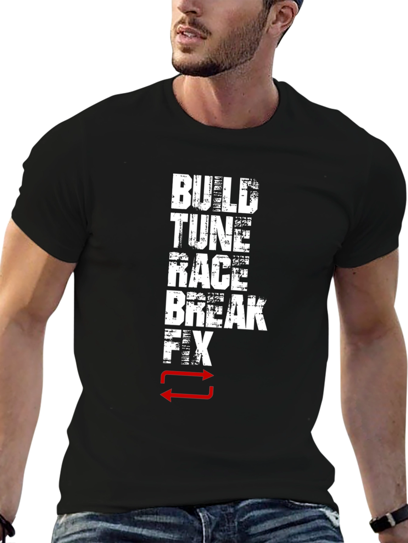 Build Tune Race Break Fix Repeat Graphic T-Shirt