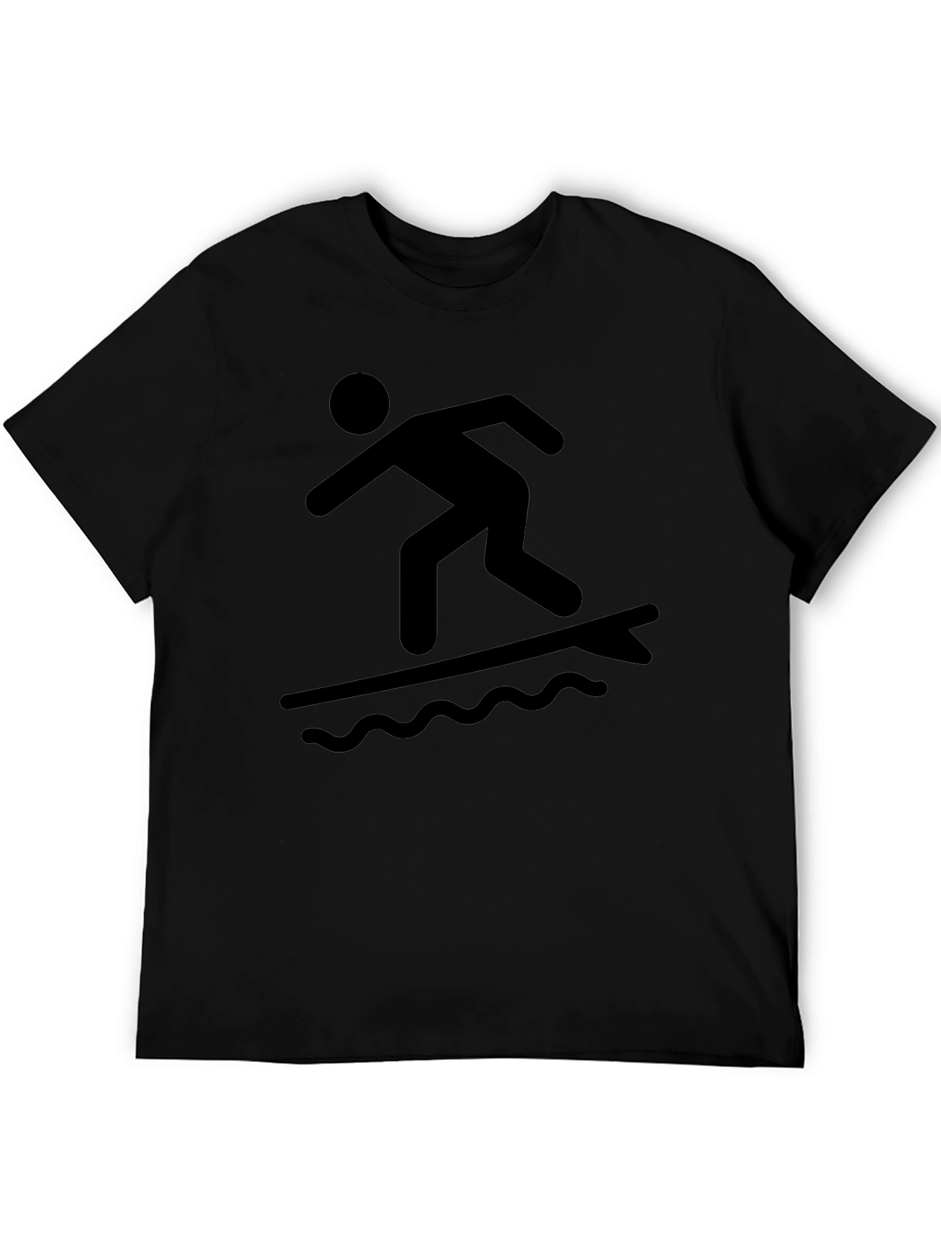 Surfing Stick Figure Black Tee
